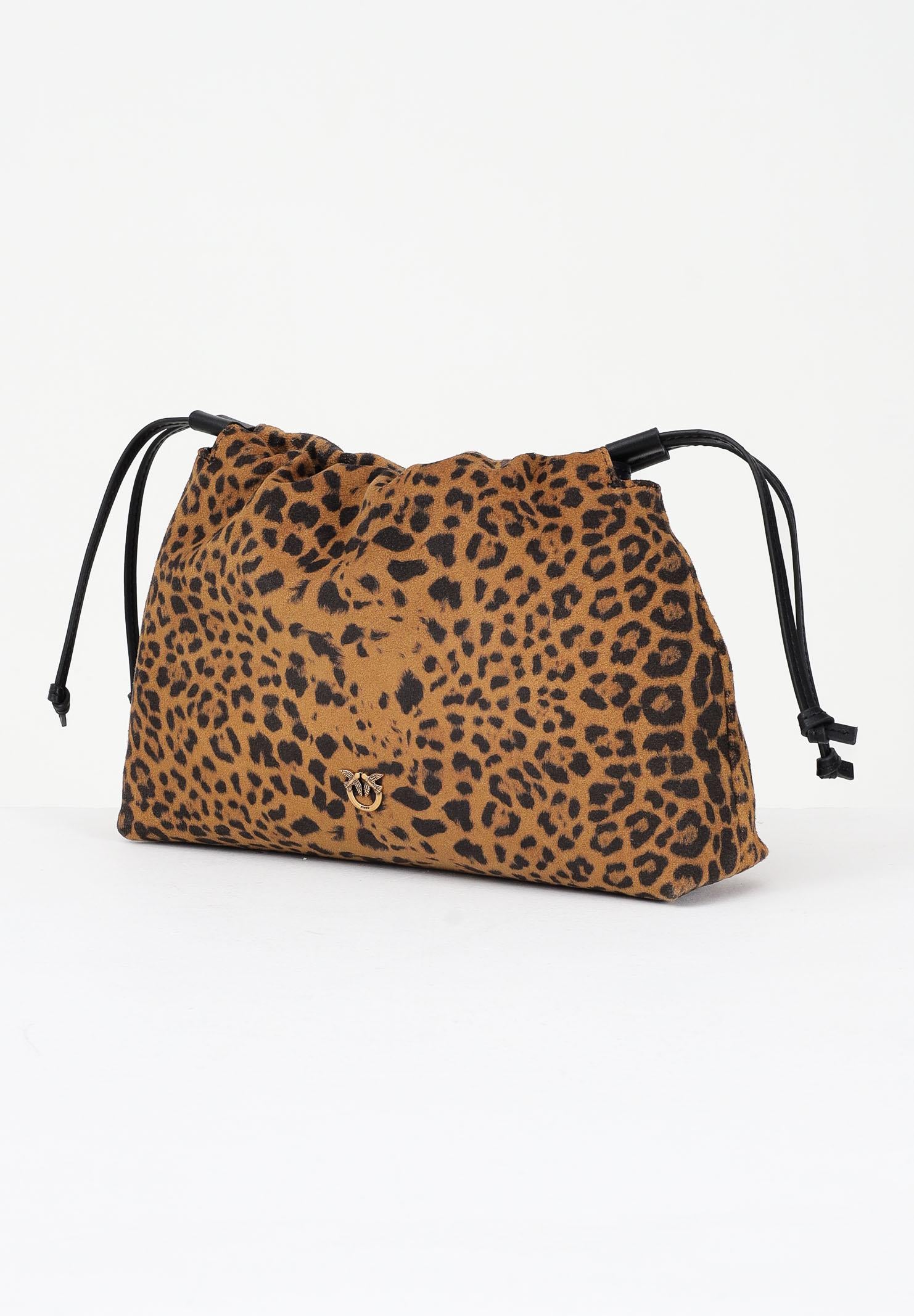 PINKO Clutch cammello da donna in suede animalier 105907A32A M35Q PINKO