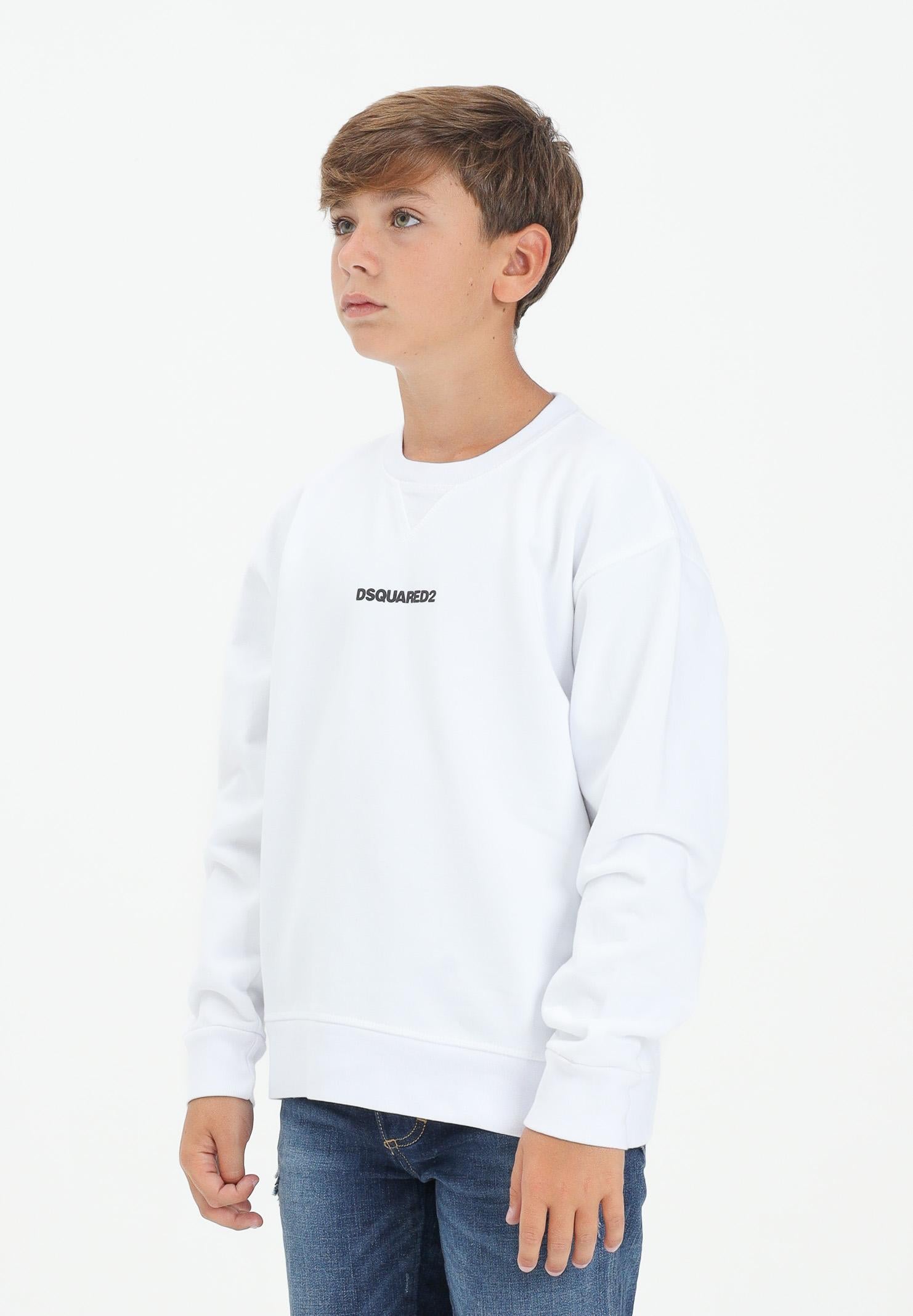 DSQUARED2 Felpa girocollo bianca per donna, ragazzi e bambini con stampa logo DQ2739D0094 DQ100 DSQUARED2