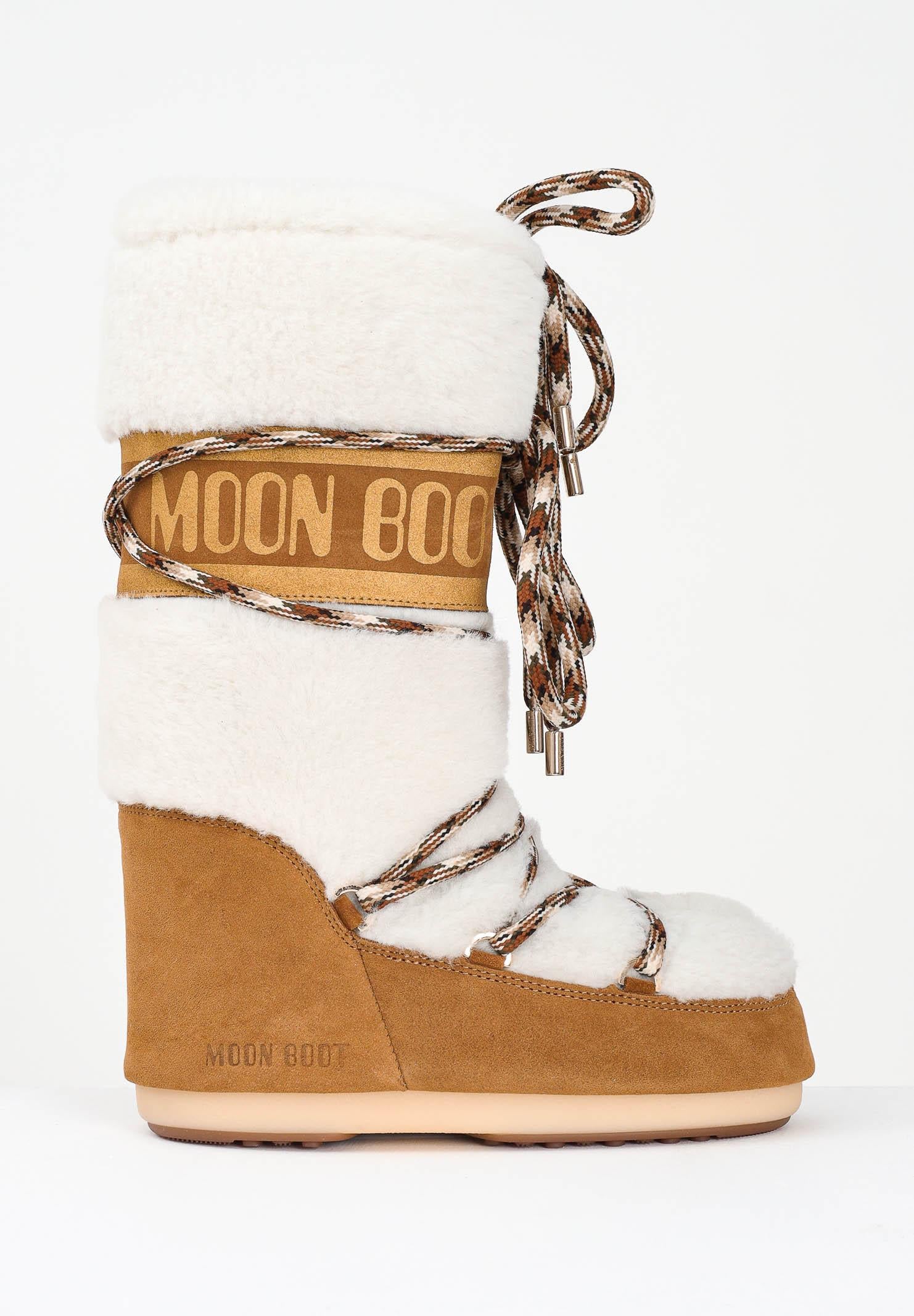 MOON BOOT Stivali da neve LAB69 ICON in shearling panna da donna 80D1402610 MA03 MOON BOOT