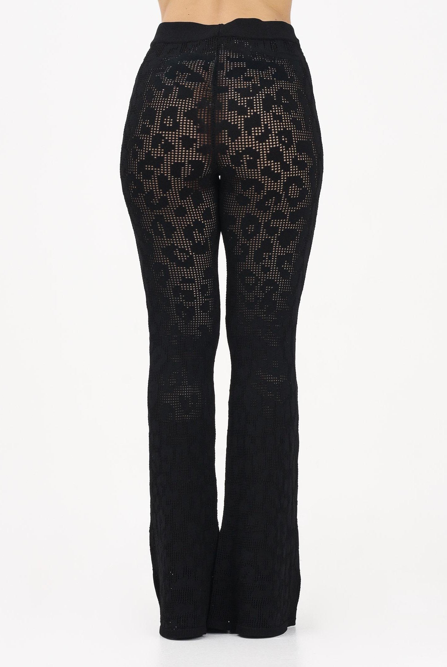 AKEP Pantalone nero da donna in maglia traforata PTKD13225 V1 AKEP