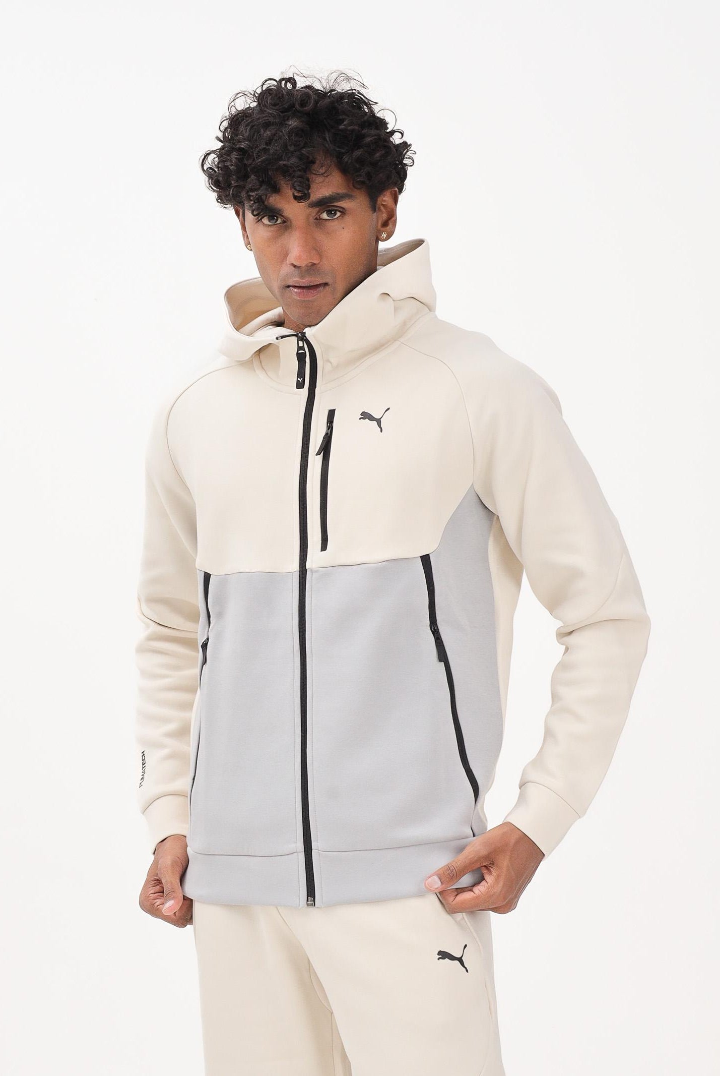 PUMA Felpa con zip PUMATECH panna da uomo 629674 91 PUMA