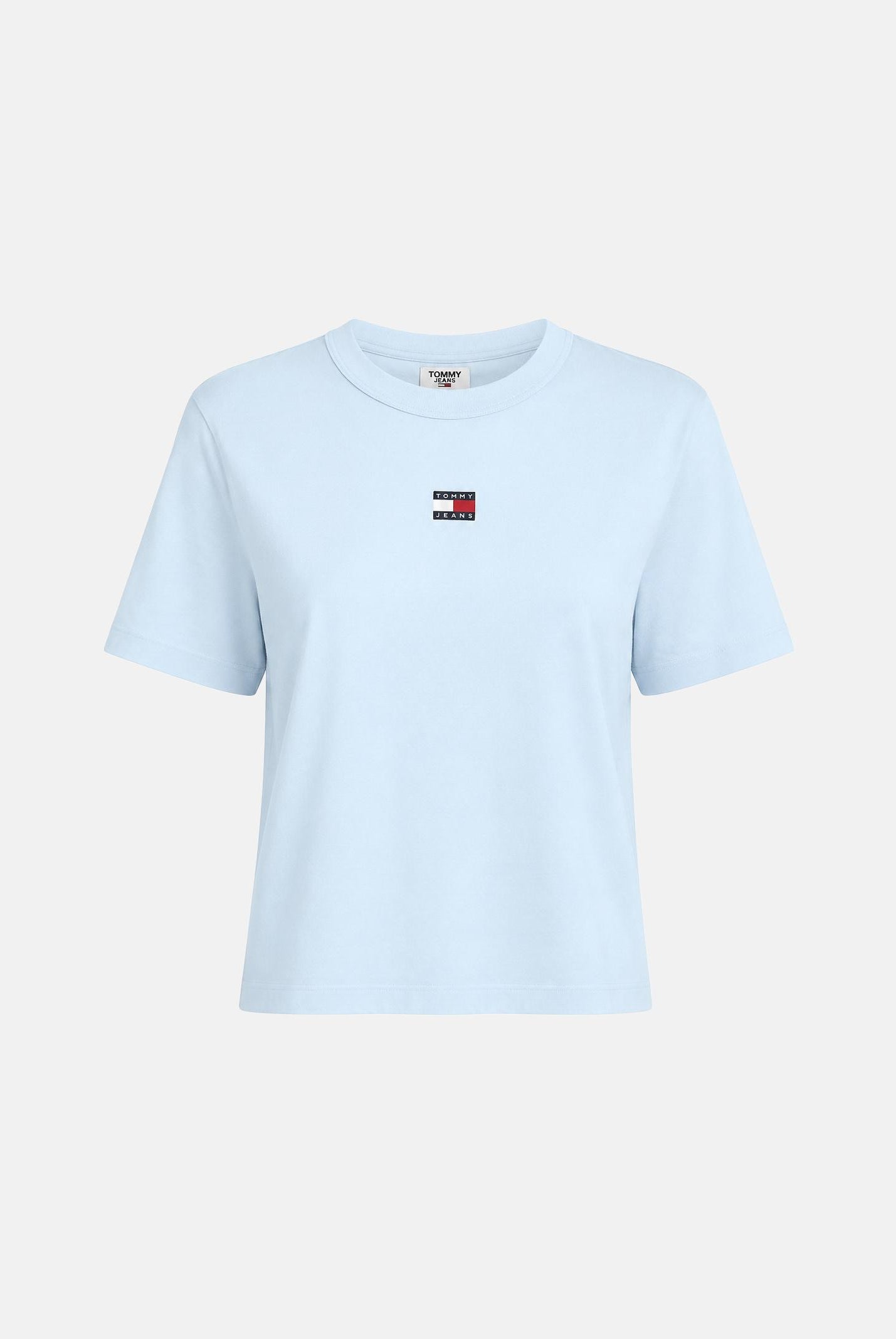TOMMY JEANS t-shirt Tommy Badge Boxy Crew Neck T-Shirt celeste azzurro da donna. DW0DW22202 C1R TOMMY JEANS