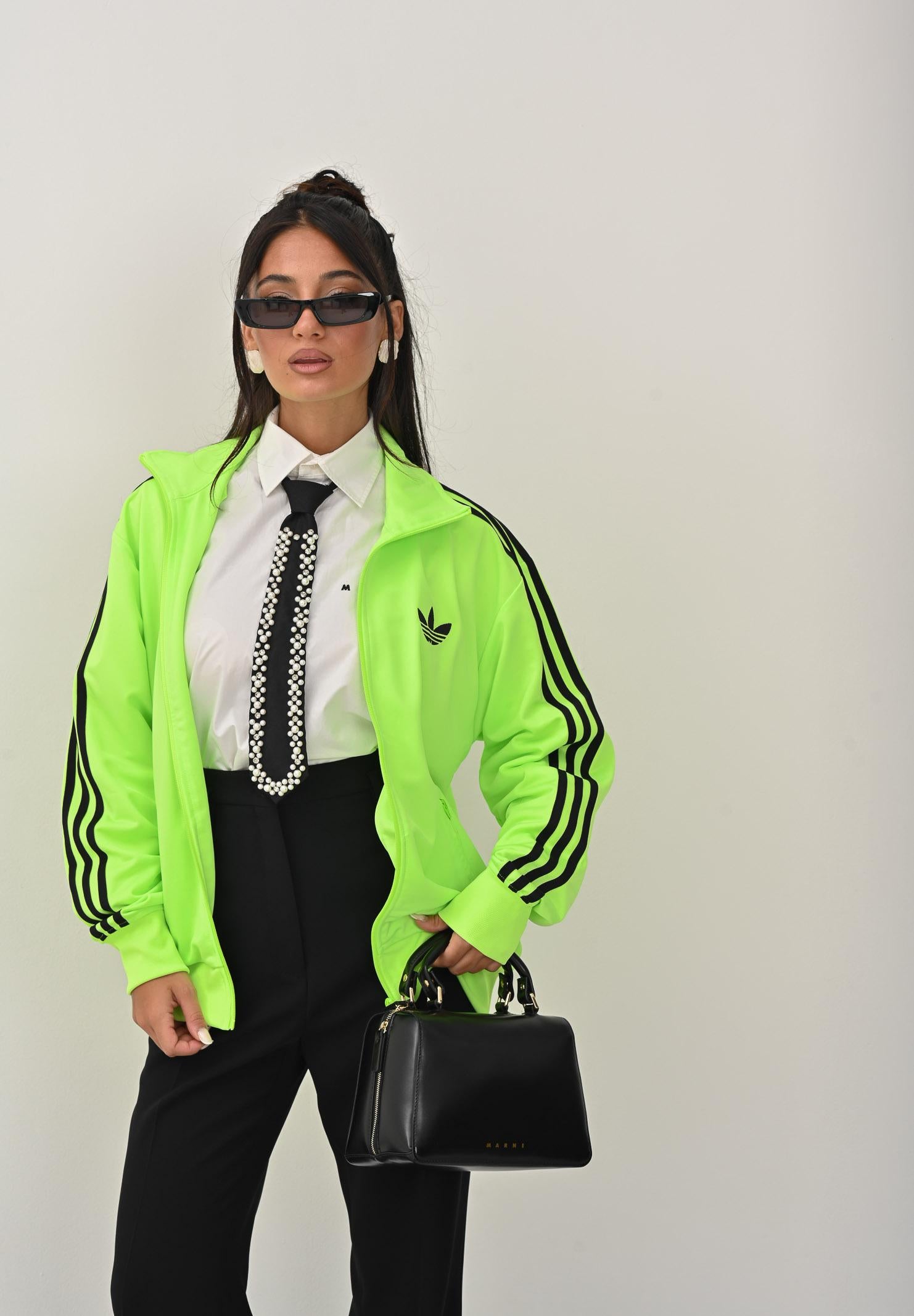 ADIDAS ORIGINALS Felpa con zip adicolor Classic Firebird Loose verde fluo da donna JX7859 ADIDAS ORIGINALS