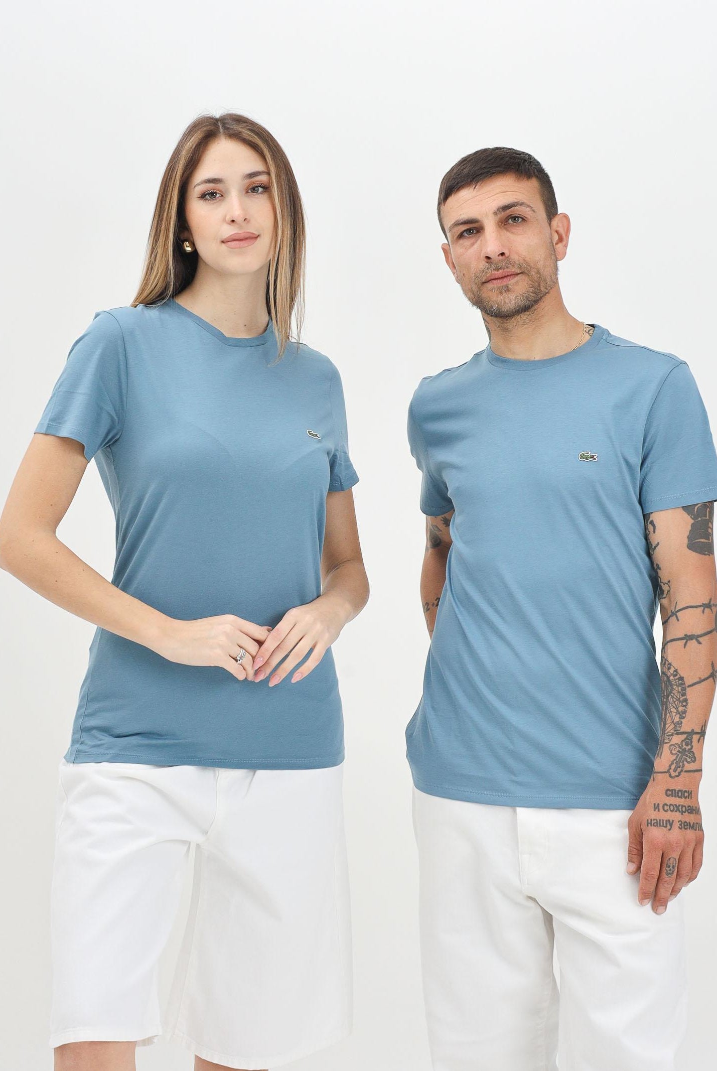LACOSTE T-shirt a manica corta avion per uomo e donna con patch logo TH6709 AEY LACOSTE