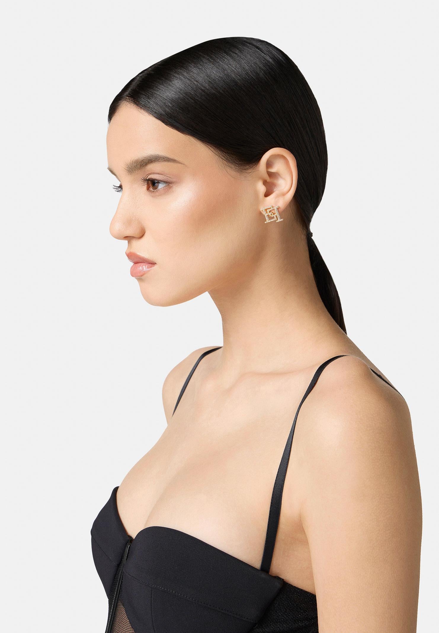 ELISABETTA FRANCHI Orecchini oro da donna con doppio logo<BR/> OR02A56E2 U95 ELISABETTA FRANCHI