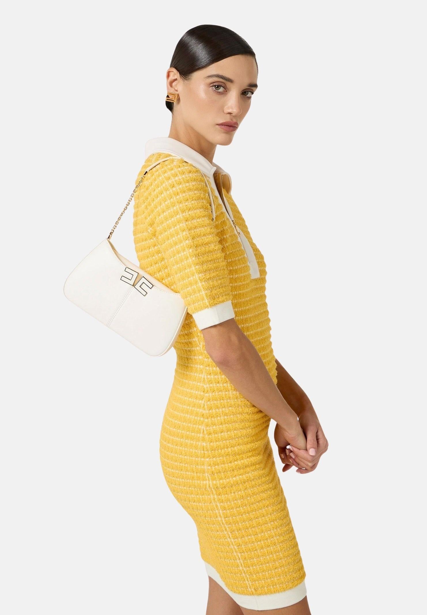 ELISABETTA FRANCHI Borsa a spalla avorio da donna con dettaglio logo BS93A61E2 360 ELISABETTA FRANCHI