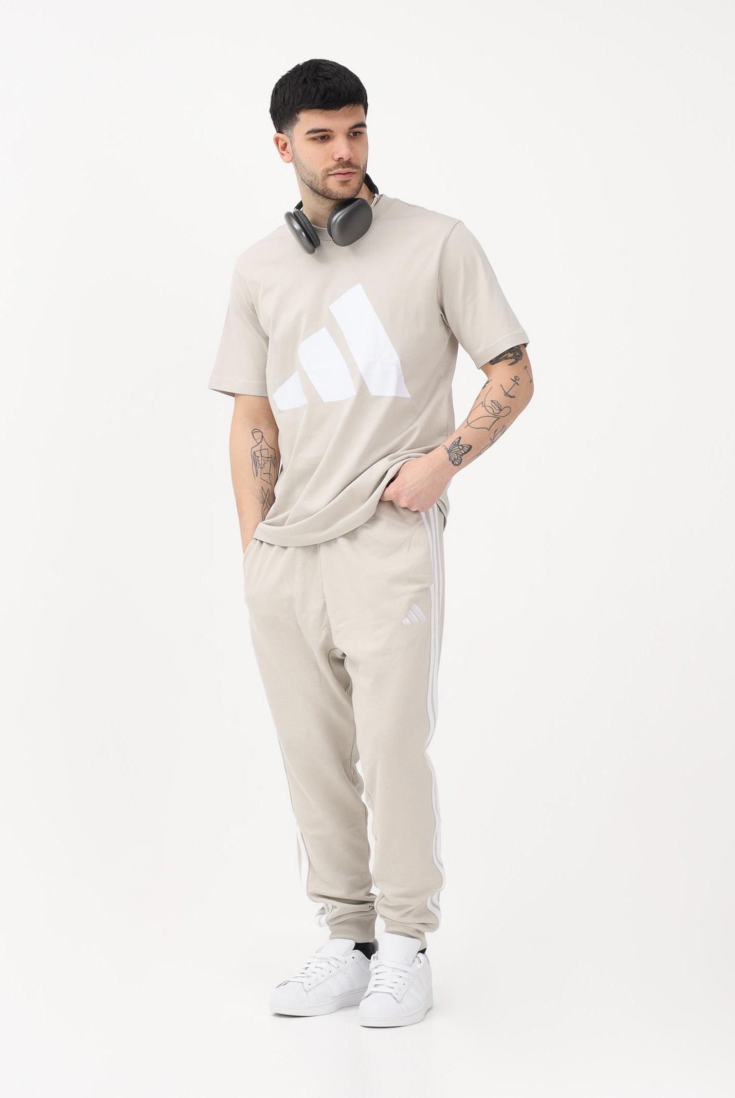 ADIDAS PERFORMANCE Pantalone sportivo ESSENTIALS THREE STRIPES FRENCH TERRY beige da uomo JE6353 . ADIDAS PERFORMANCE