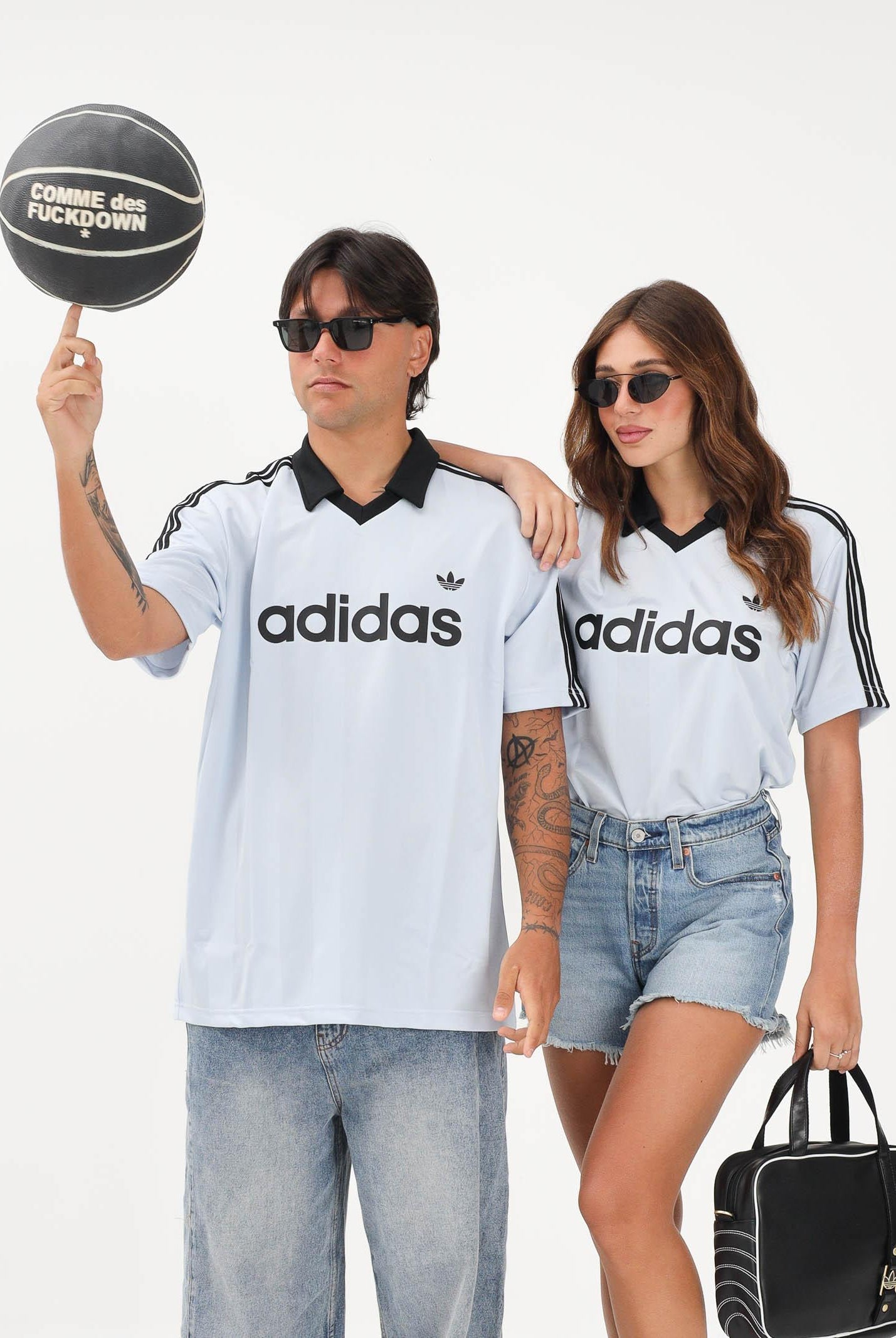 ADIDAS ORIGINALS Polo a manica corta ARCHIVE COLLAR ENGINEERED celeste per uomo e donna KE2453 . ADIDAS ORIGINALS