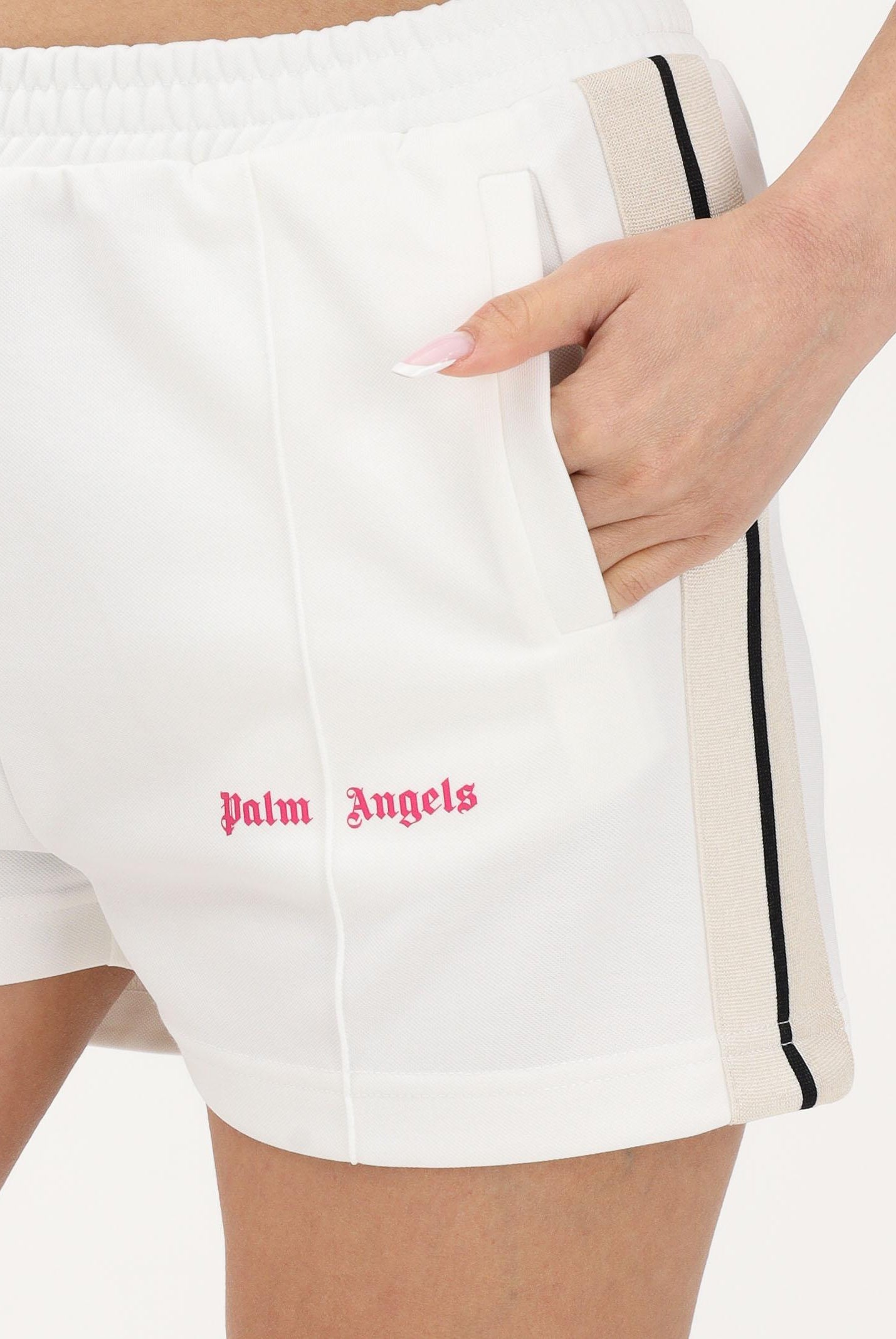 PALM ANGELS Shorts sportivo bianco per donna, ragazze e bambine con logo PGCL001S26FAB001 002 PALM ANGELS