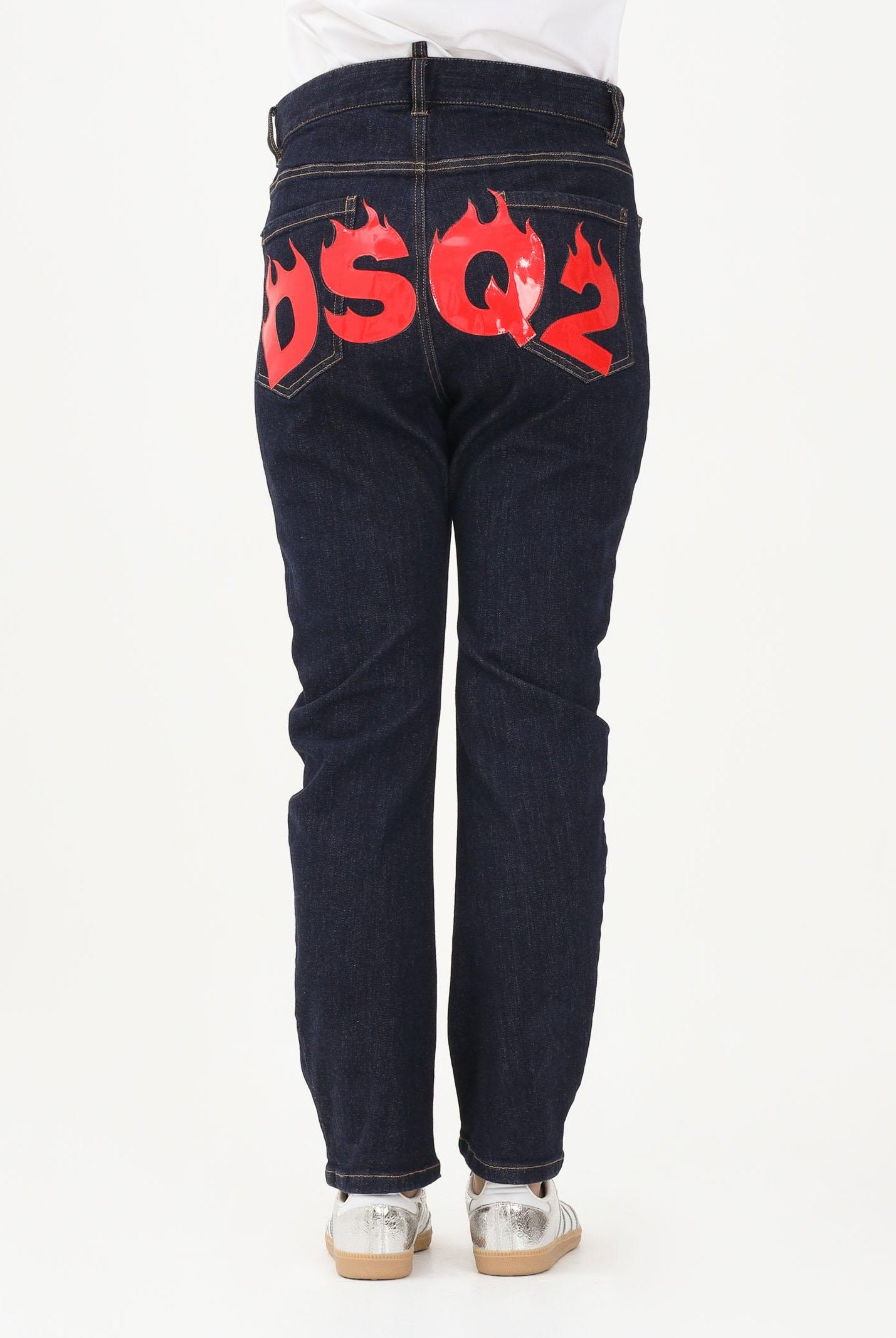 DSQUARED2 Jeans in denim blu scuro per donna, ragazzi e bambini con stampa sul retro DQ3283D0AFX DQ01 DSQUARED2