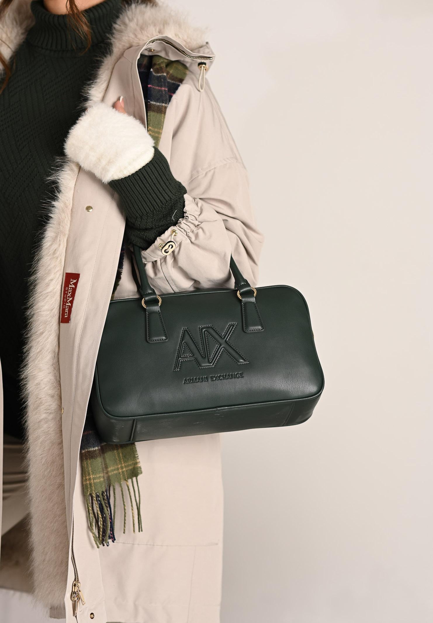 ARMANI EXCHANGE Borsa a spalla verde da donna con ricamo logo XW001566AF15634 U7304 ARMANI EXCHANGE