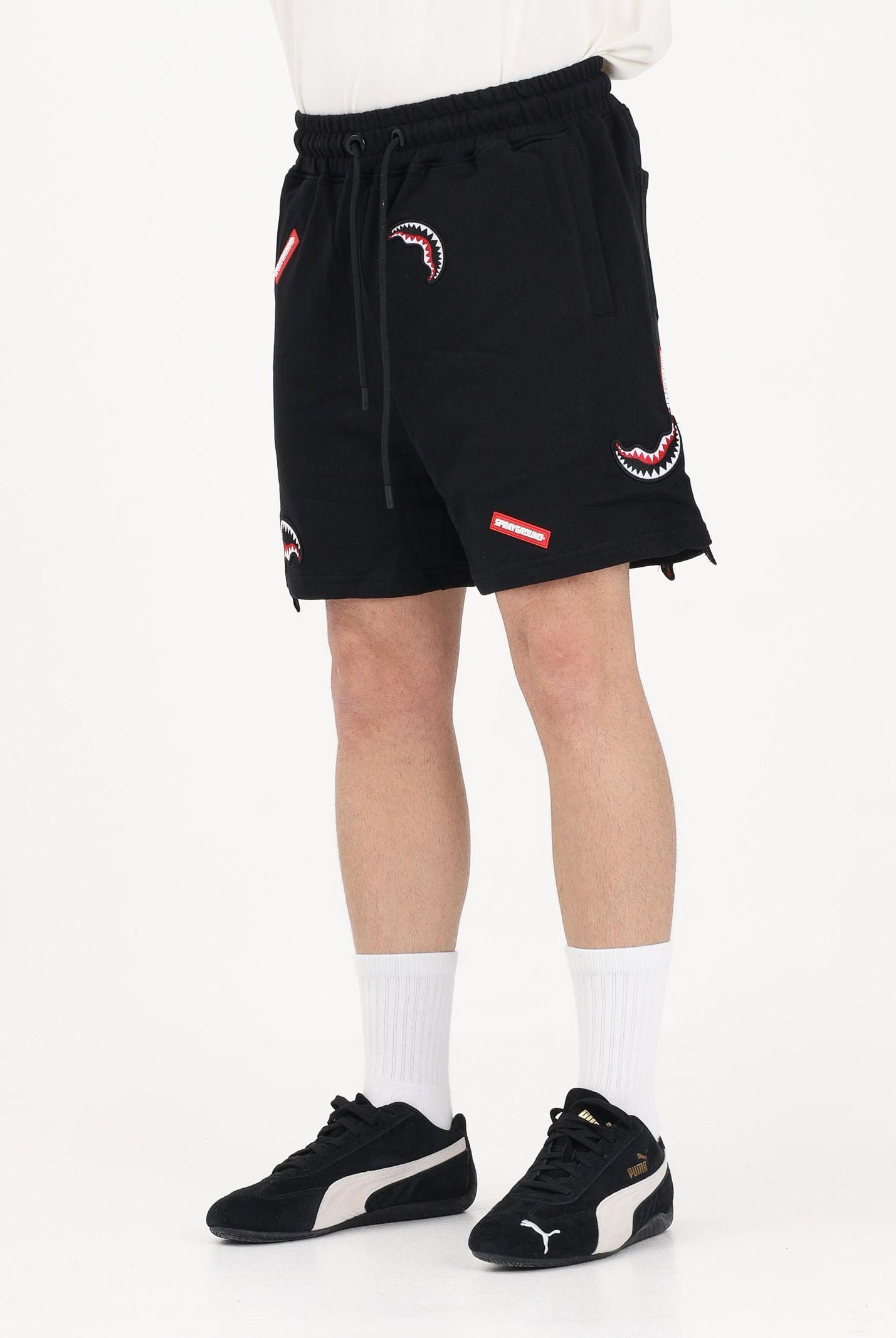 SPRAYGROUND Shorts sportivo nero da uomo con patch SP847EBLK . SPRAYGROUND
