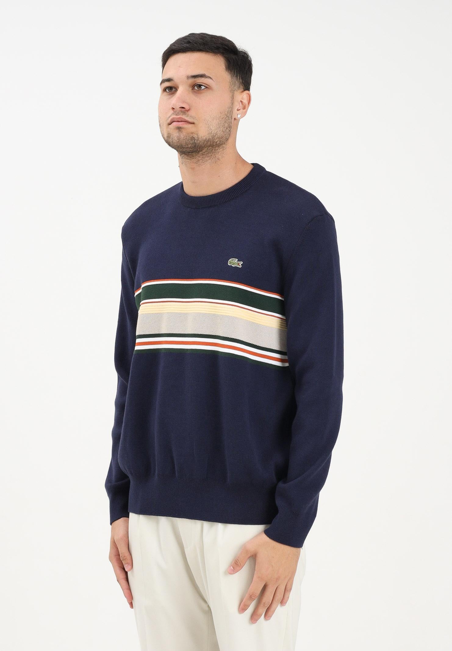 LACOSTE Maglioncino girocollo French Made Striped blu da uomo AH5944 9IL LACOSTE