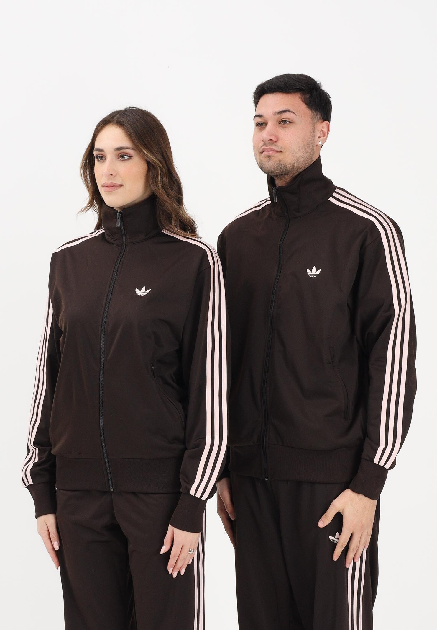 ADIDAS ORIGINALS Felpa con zip Firebird marrone e rosa per uomo e donna KD8309 . ADIDAS ORIGINALS