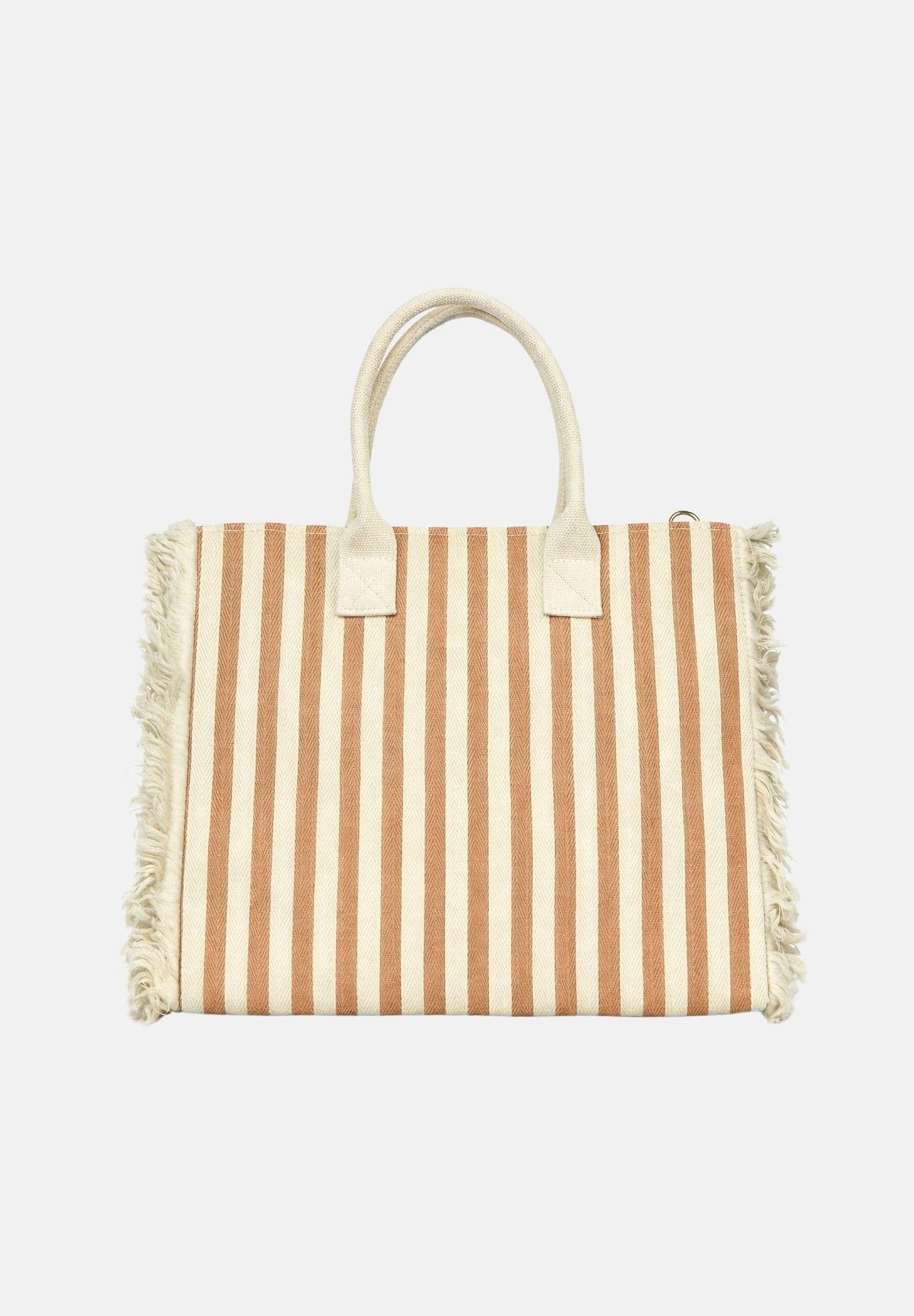 MARC ELLIS Borsa mare beige e panna da donna con motivo a righe e logo BUBY-S-JOAN LITA MARC ELLIS