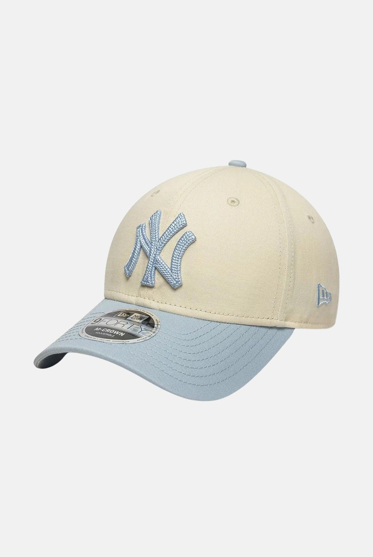 NEW ERA Cappello con visiera MLB Side Script New York Yankees 9FORTY M-Crown beige e azzurro per uomo e donna 60856248 . NEW ERA
