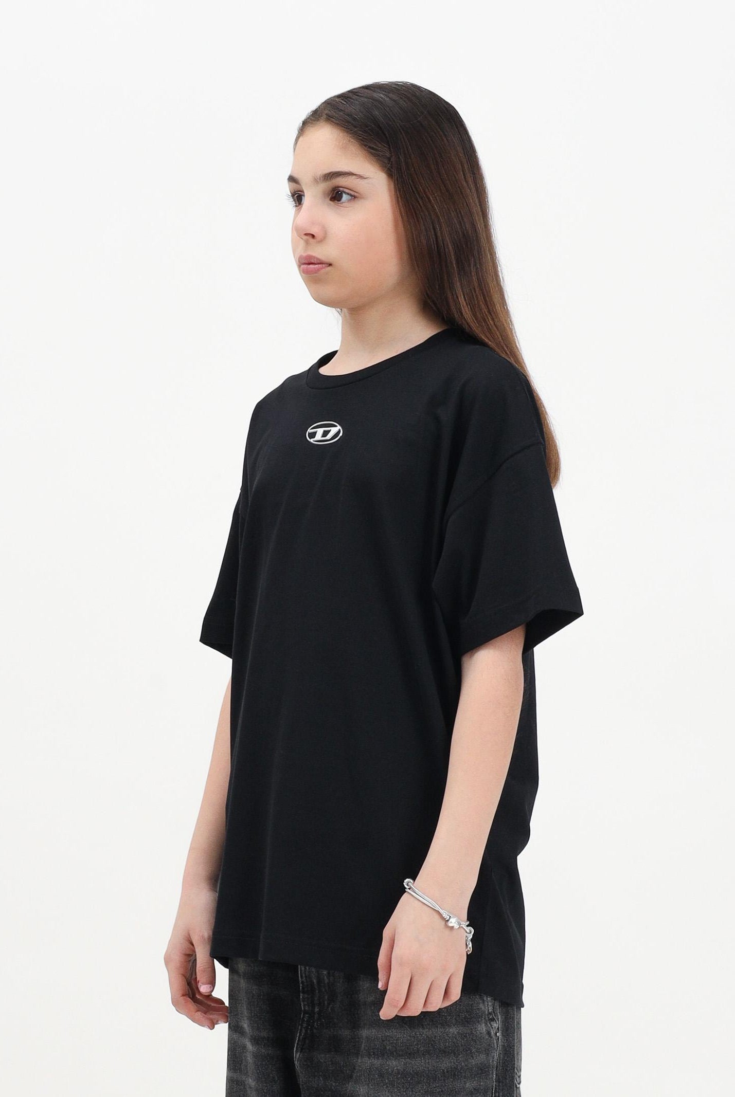 DIESEL T-shirt a manica corta Tmarcus Over nera per donna, ragazzi e bambini J0202200YI9 K900 DIESEL