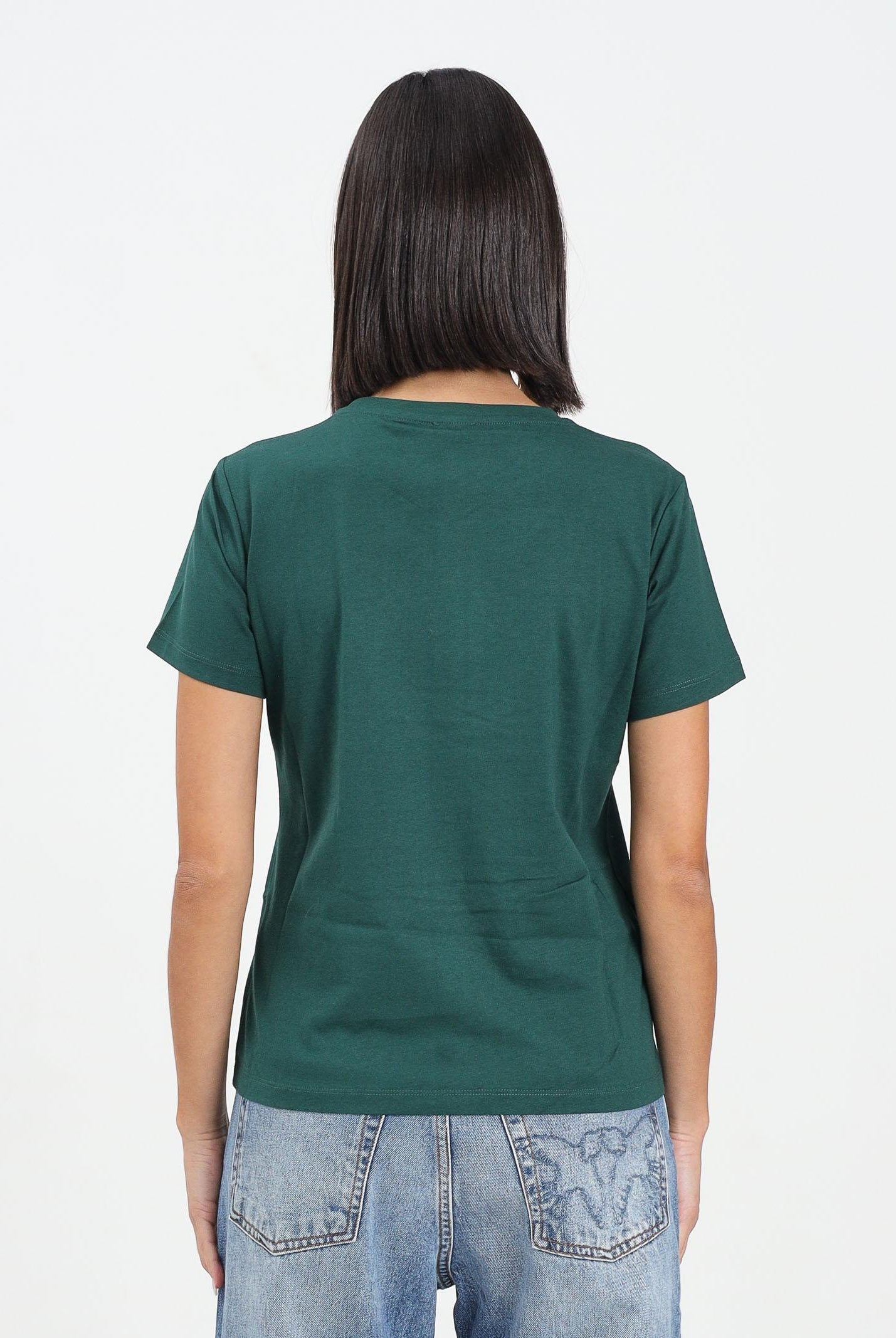 PINKO T-shirt a manica corta verde da donna con logo Love Birds 100535A2RN X79 PINKO