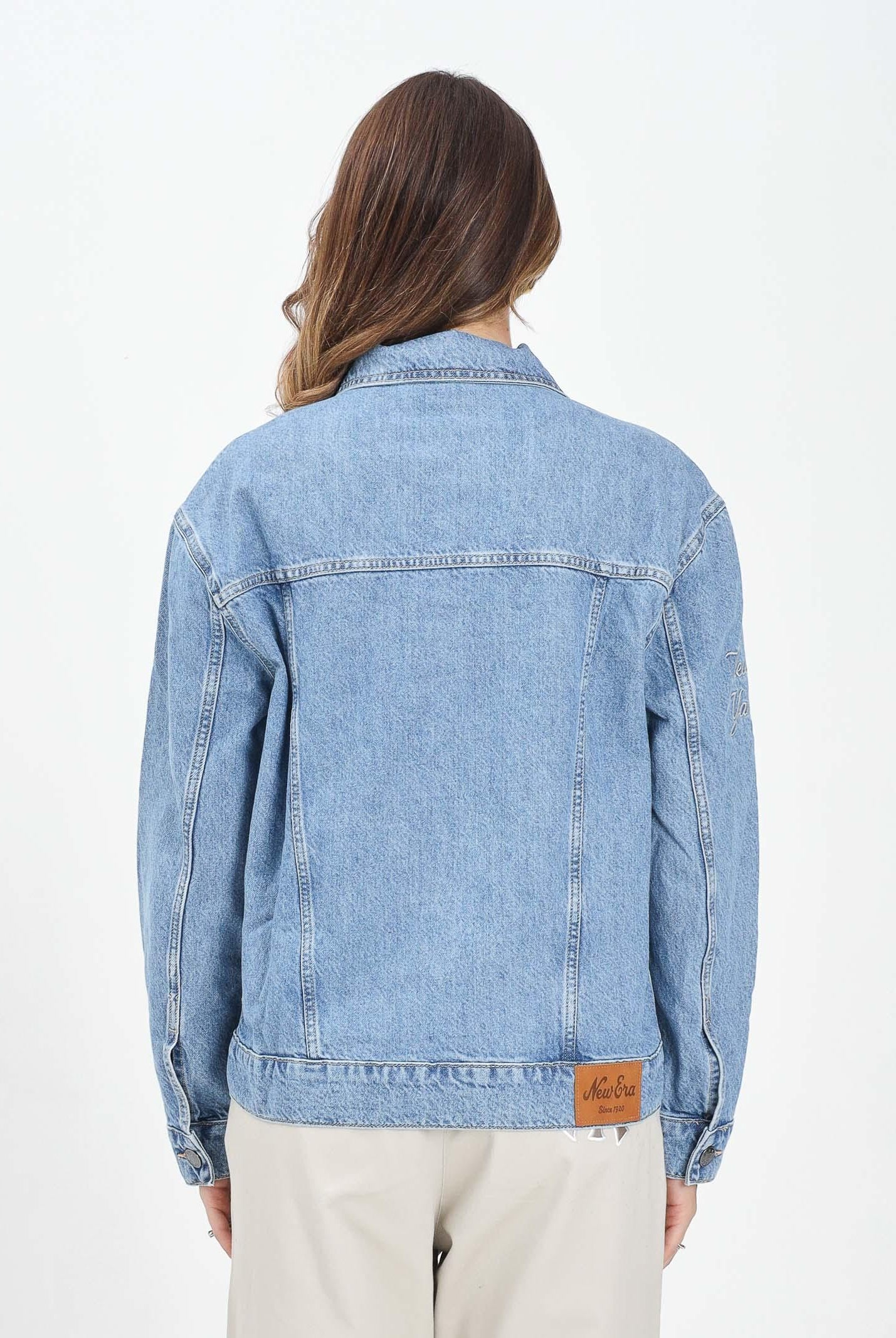 NEW ERA Giacca di jeans New York Yankees MLB in denim chiaro per uomo e donna 60684315 . NEW ERA