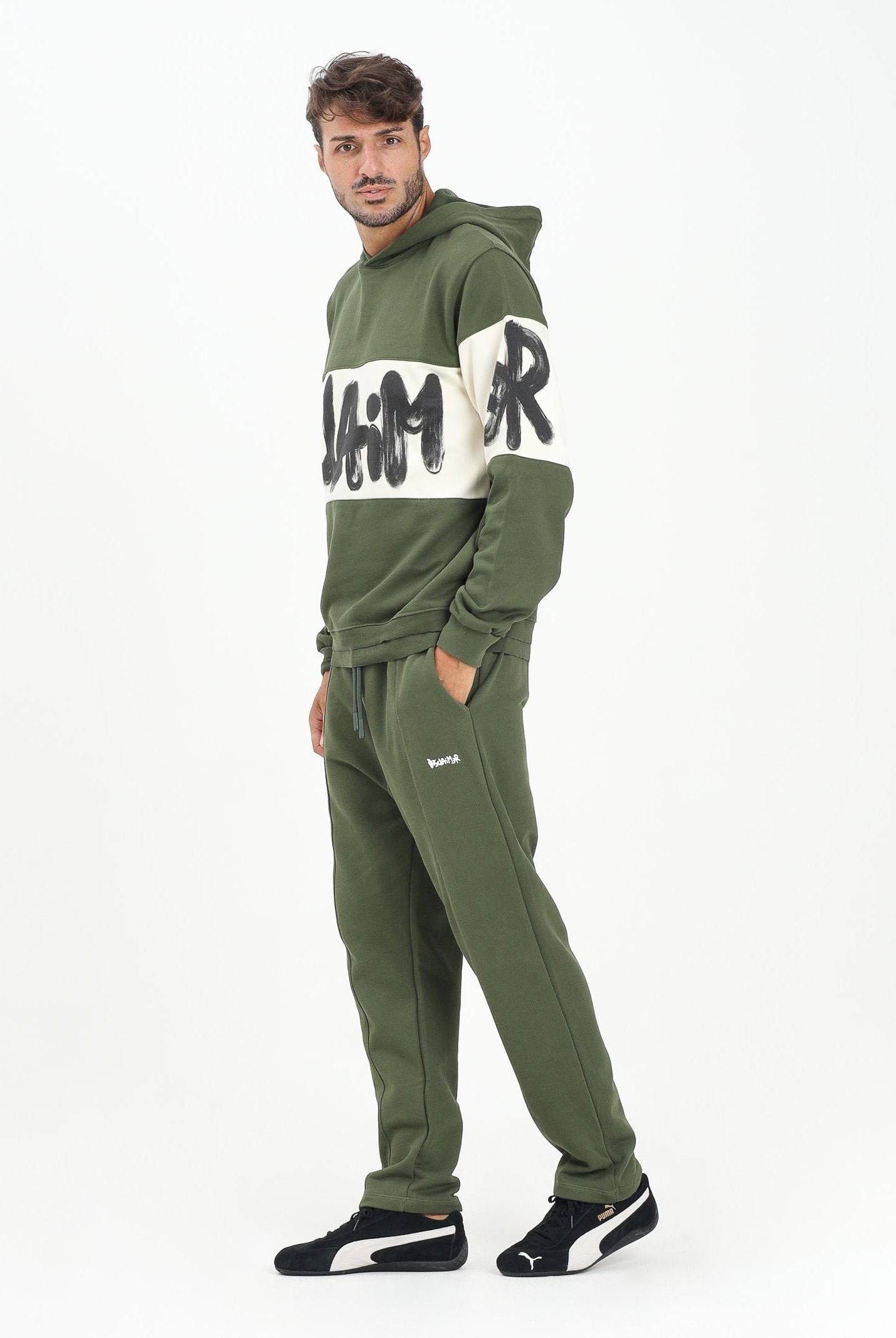 DISCLAIMER Pantalone sportivo verde da uomo con logo 25IDS54808 VE DISCLAIMER