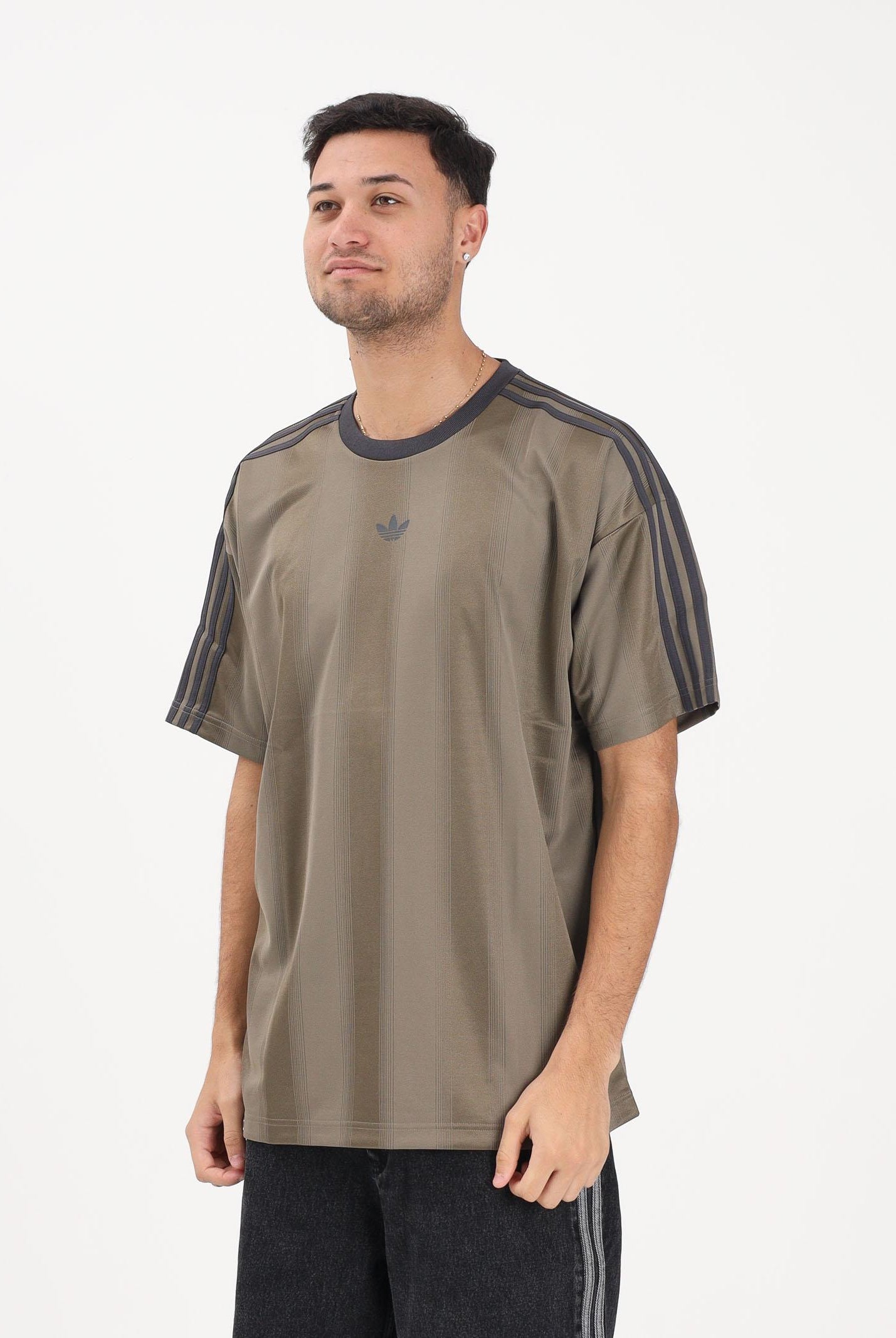 ADIDAS ORIGINALS T-shirt a manica corta adidas Adicolor jacquard verde militare da uomo KD5832 . ADIDAS ORIGINALS
