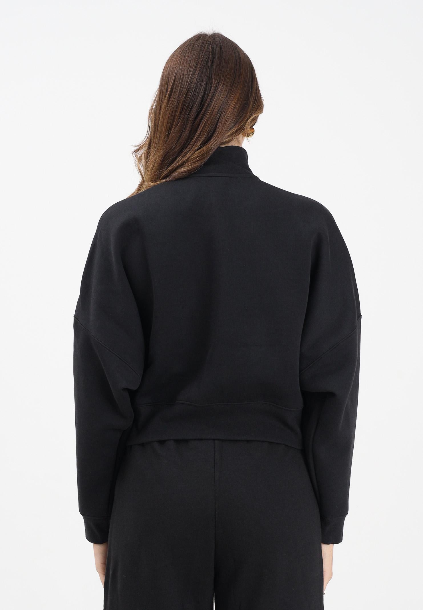 ADIDAS ORIGINALS Felpa con zip Off Placed 3 Stripes nera da donna JX2705 . ADIDAS ORIGINALS