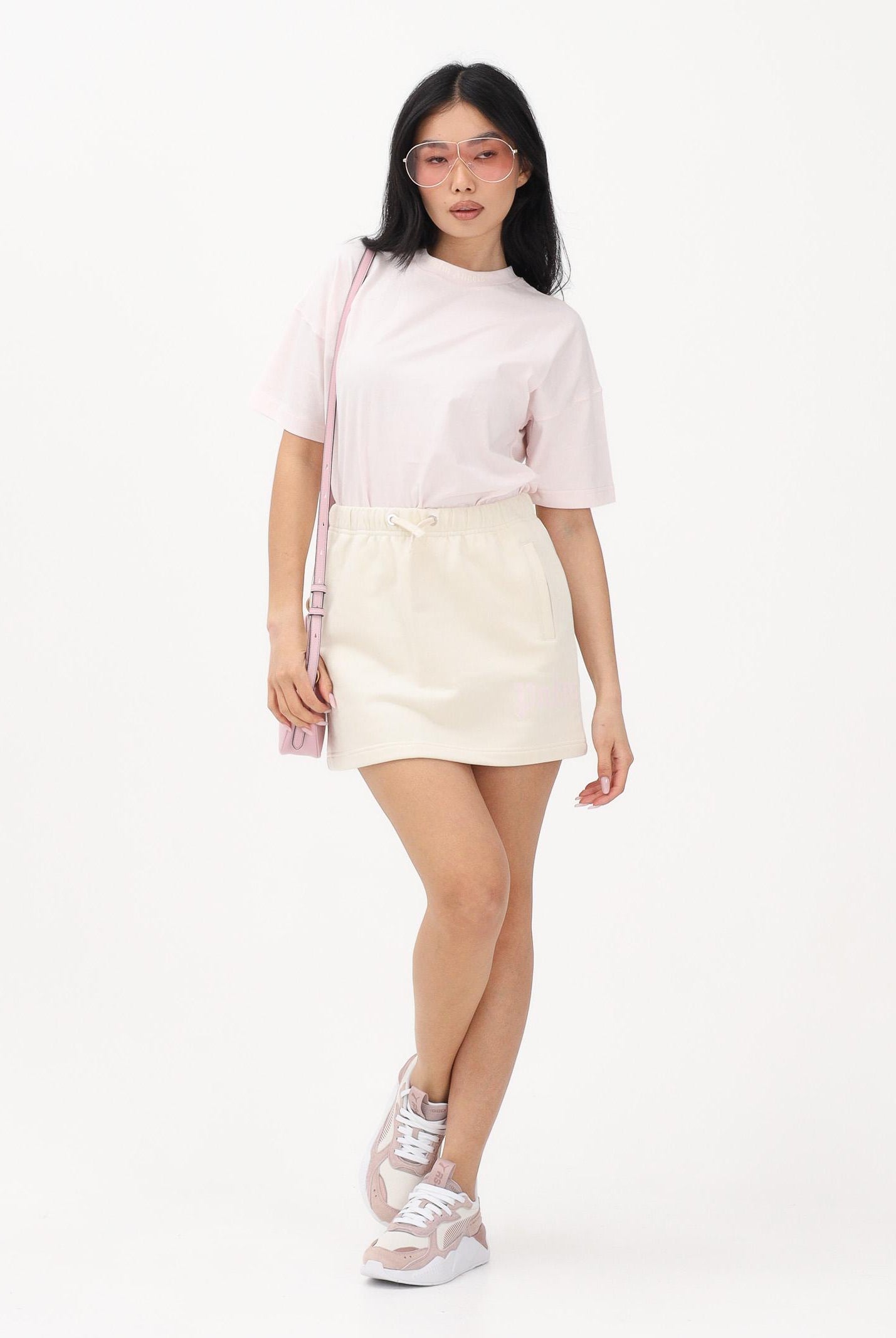 PALM ANGELS Gonna corta panna per donna, ragazze e bambine con logo PGCK001S26FLE001 002 PALM ANGELS