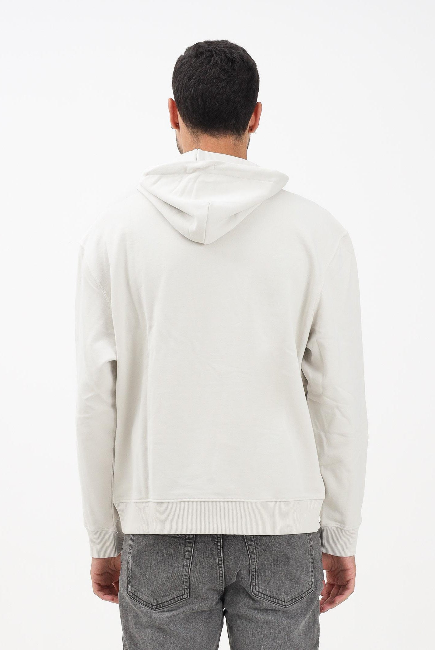 CALVIN KLEIN JEANS Felpa con cappuccio panna da uomo rifinita da logo LV04RC297G67U  CALVIN KLEIN JEANS