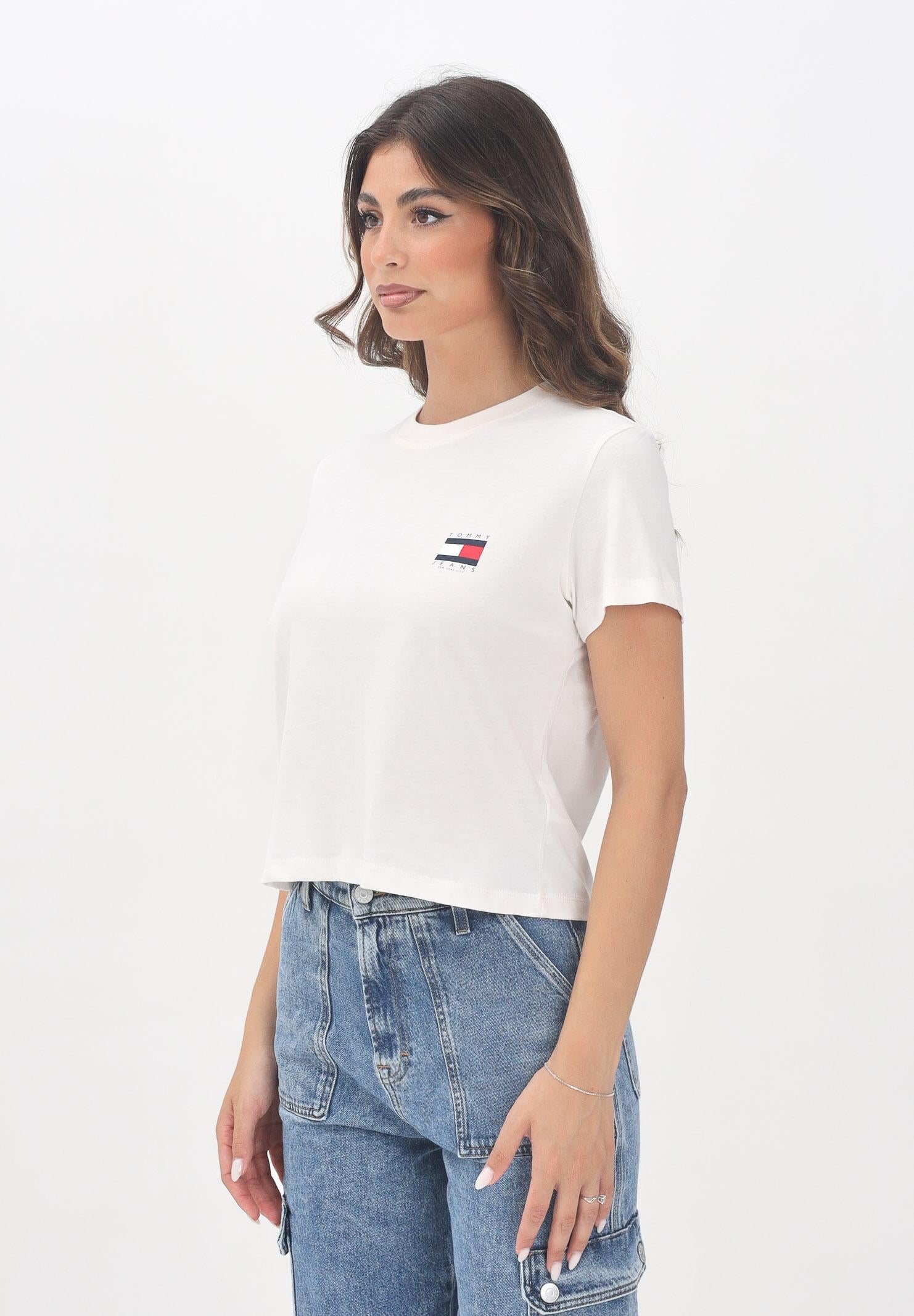 TOMMY JEANS T-shirt a manica corta bianca da donna con maxi logo DW0DW21423YBH TOMMY JEANS
