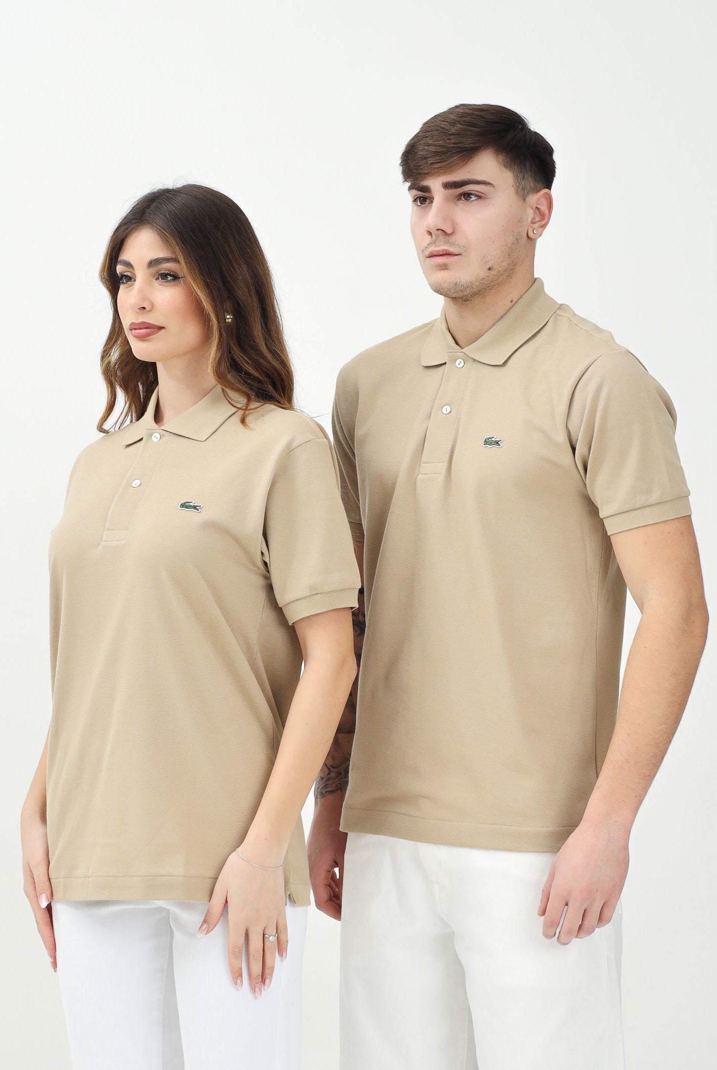 LACOSTE Polo beige per uomo e donna con patch logo coccodirllo 1212 02S LACOSTE