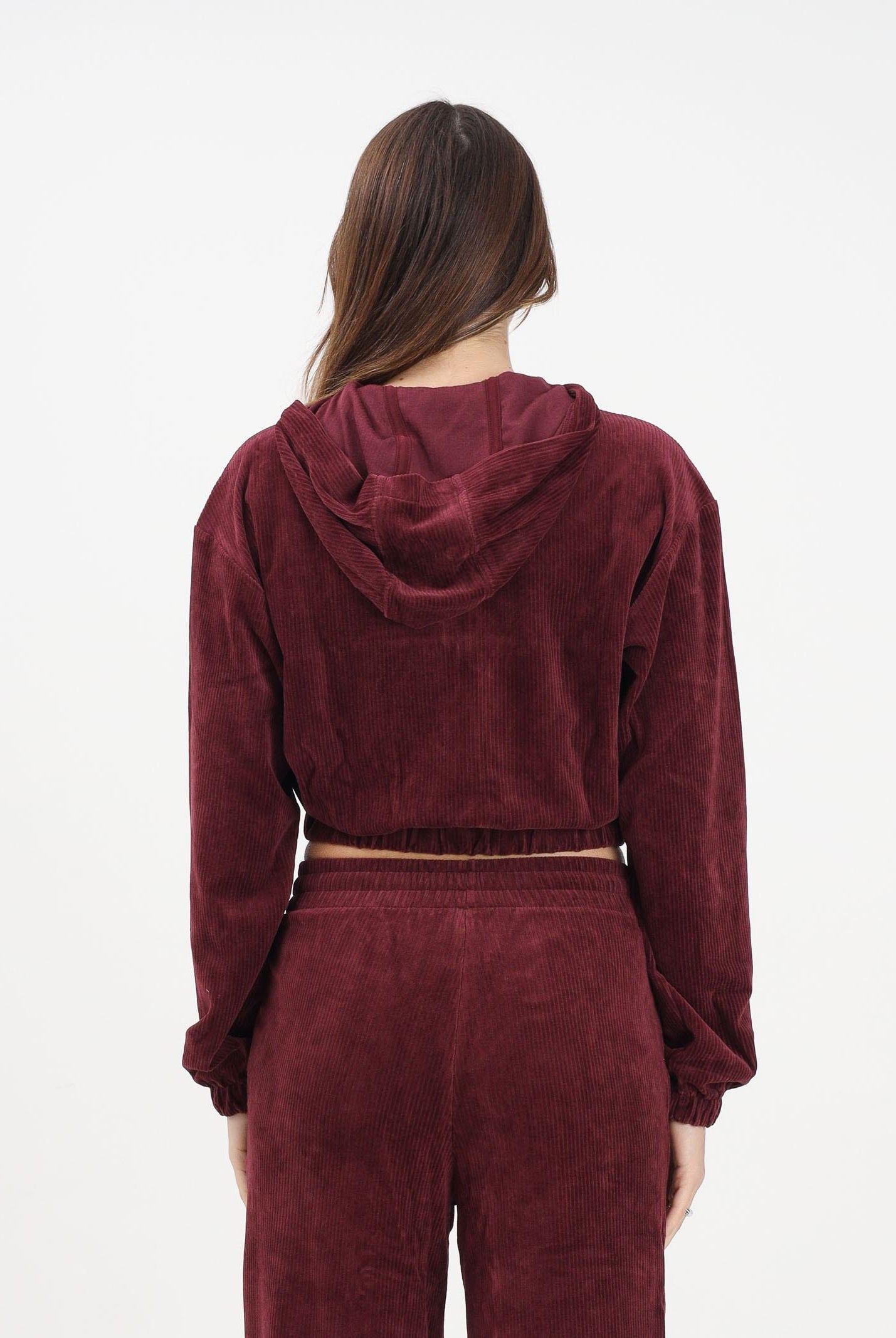 ADIDAS ORIGINALS Felpa con zip Essentials Chenile bordeaux da donna KE1119 . ADIDAS ORIGINALS