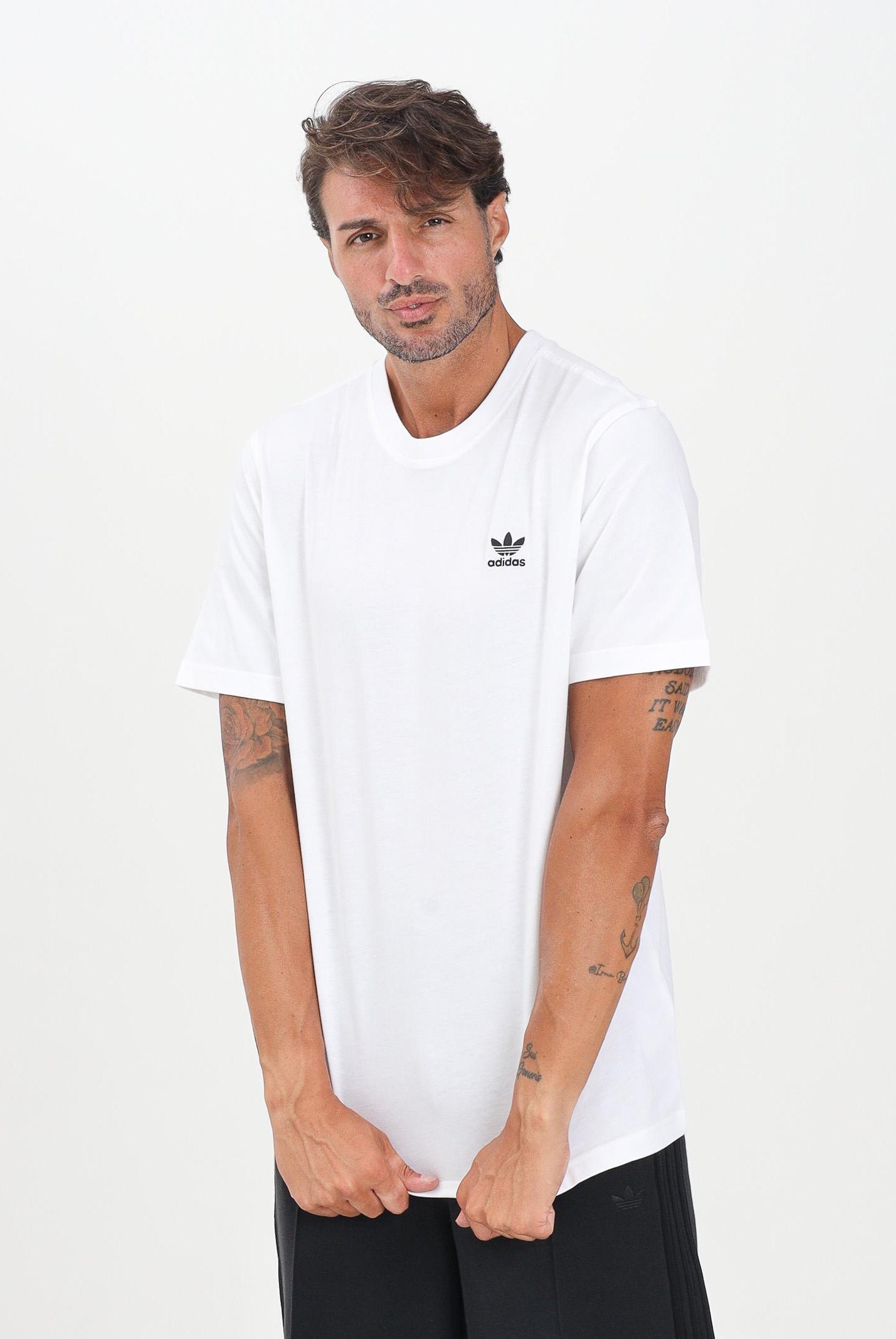 ADIDAS ORIGINALS T-shirt a manica corta Trefoil Essentials bianca da uomo JI8544 . ADIDAS ORIGINALS