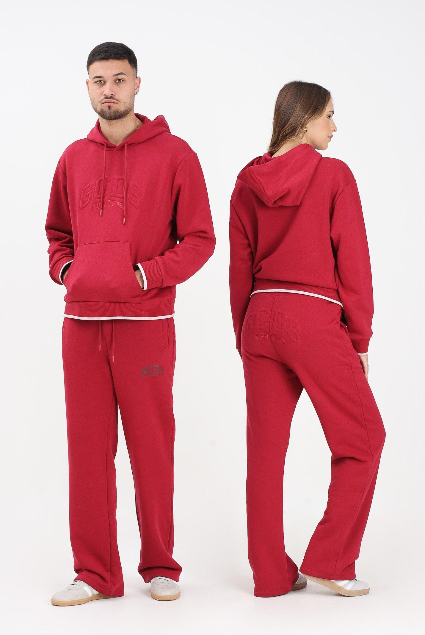 GCDS Pantalone sportivo bordeaux per uomo e donna con stampa logo B2EW3001JD1 49 GCDS