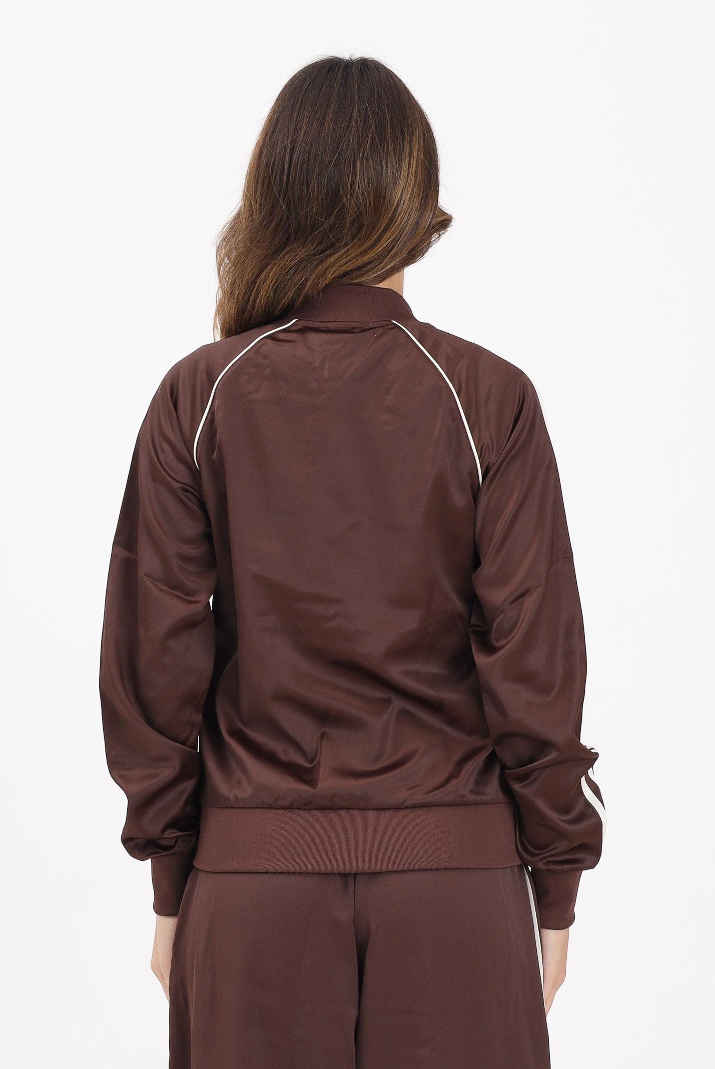 ADIDAS ORIGINALS Felpa con zip Adicolor SST Satin marrone da donna KH1568 ADIDAS ORIGINALS