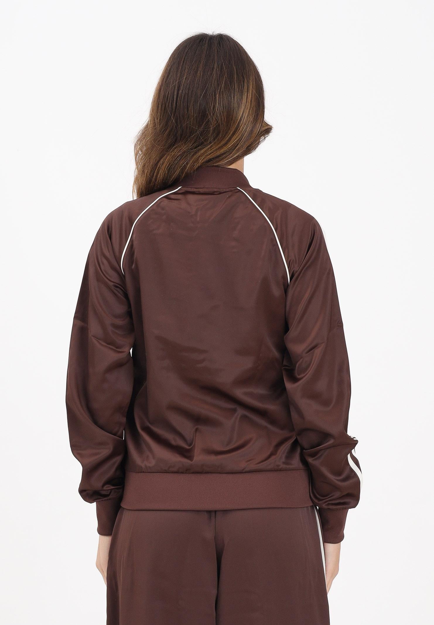 ADIDAS ORIGINALS Felpa con zip Adicolor SST Satin marrone da donna KH1568 ADIDAS ORIGINALS