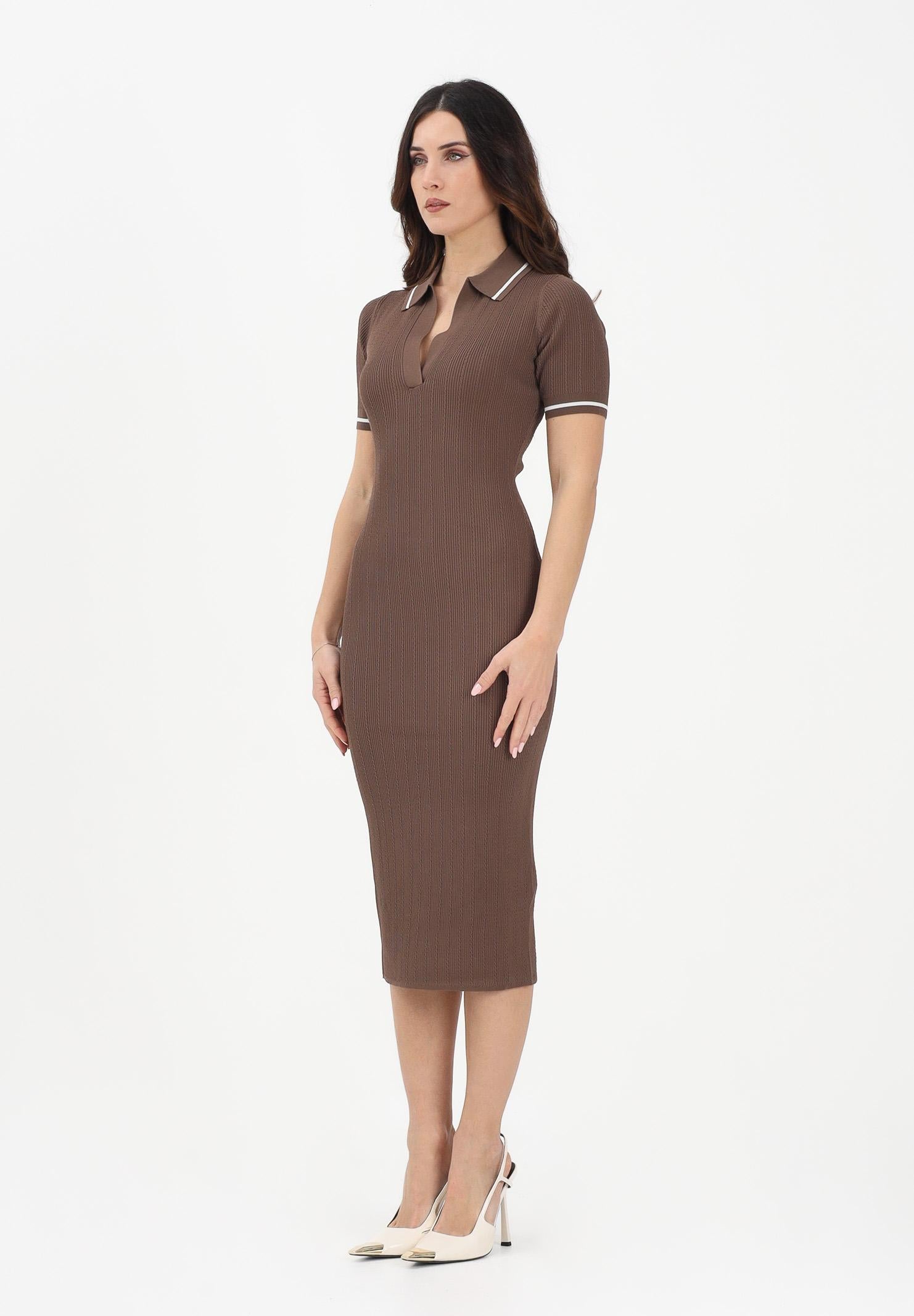 ARMANI EXCHANGE Abito midi marrone da donna in maglia a costine XW002244AF10352 U6136 ARMANI EXCHANGE