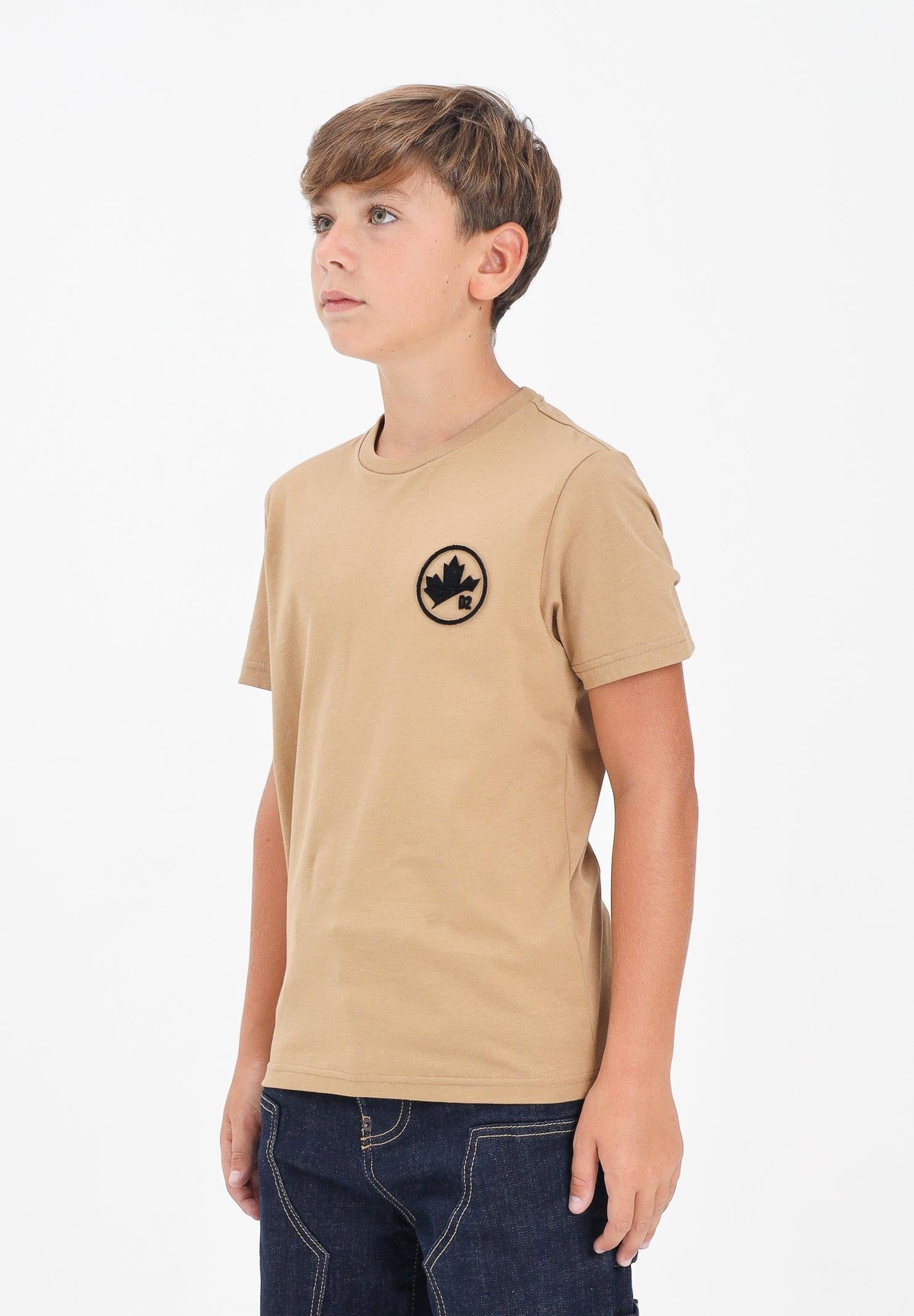 DSQUARED2 T-shirt a manica corta beige per donna, ragazzi e bambini con logo DQ2988D0015 DQ721 DSQUARED2