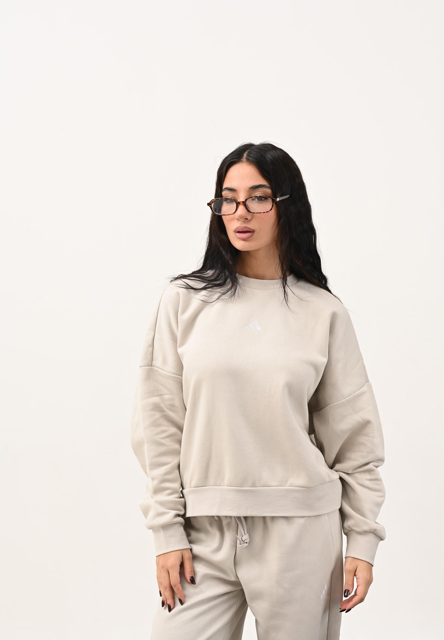 ADIDAS PERFORMANCE Felpa girocollo Essentials Small Logo Feel Cozy beige da donna JI6069 ADIDAS PERFORMANCE
