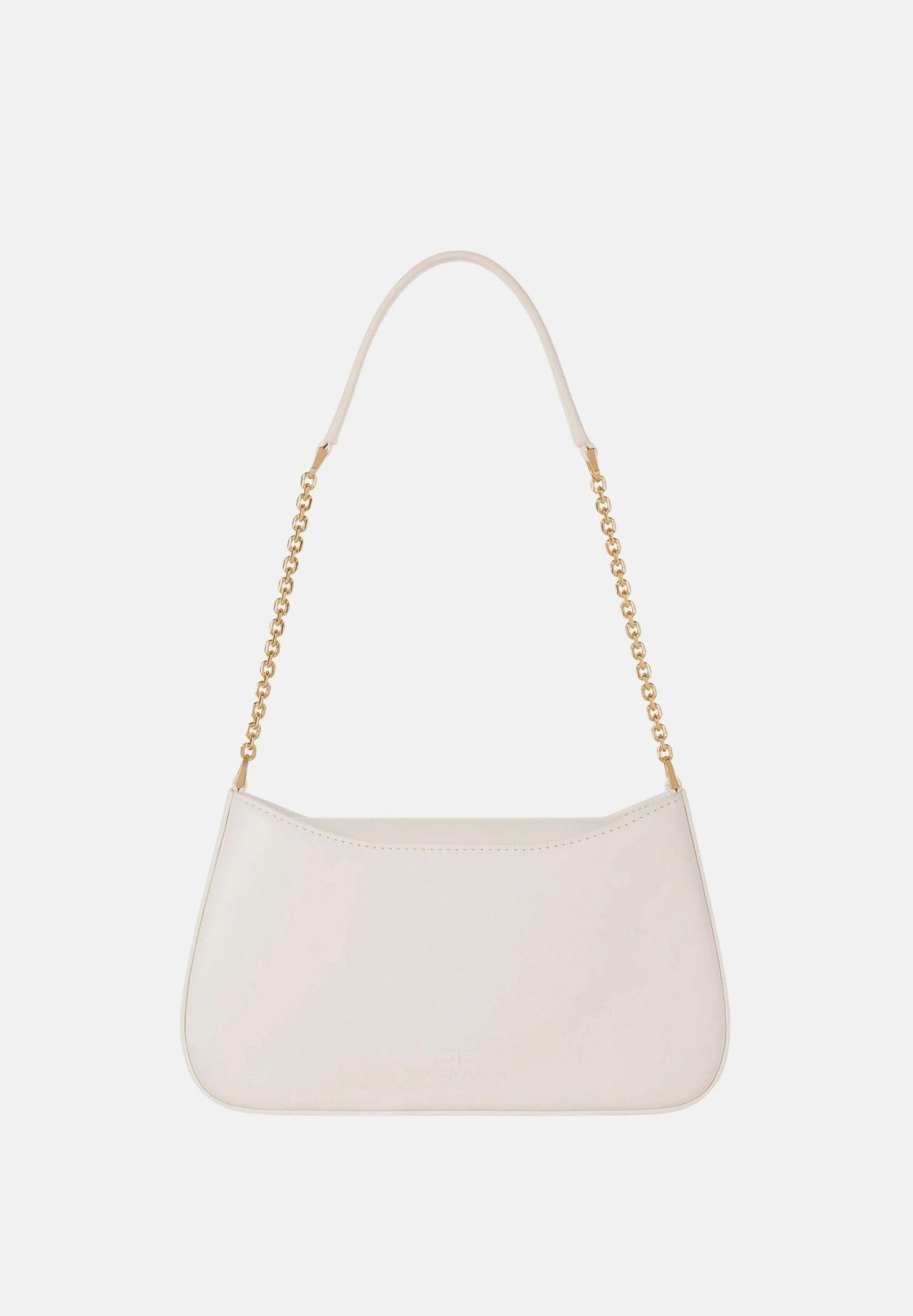 ELISABETTA FRANCHI Borsa a spalla avorio da donna con dettaglio logo BS93A61E2 360 ELISABETTA FRANCHI