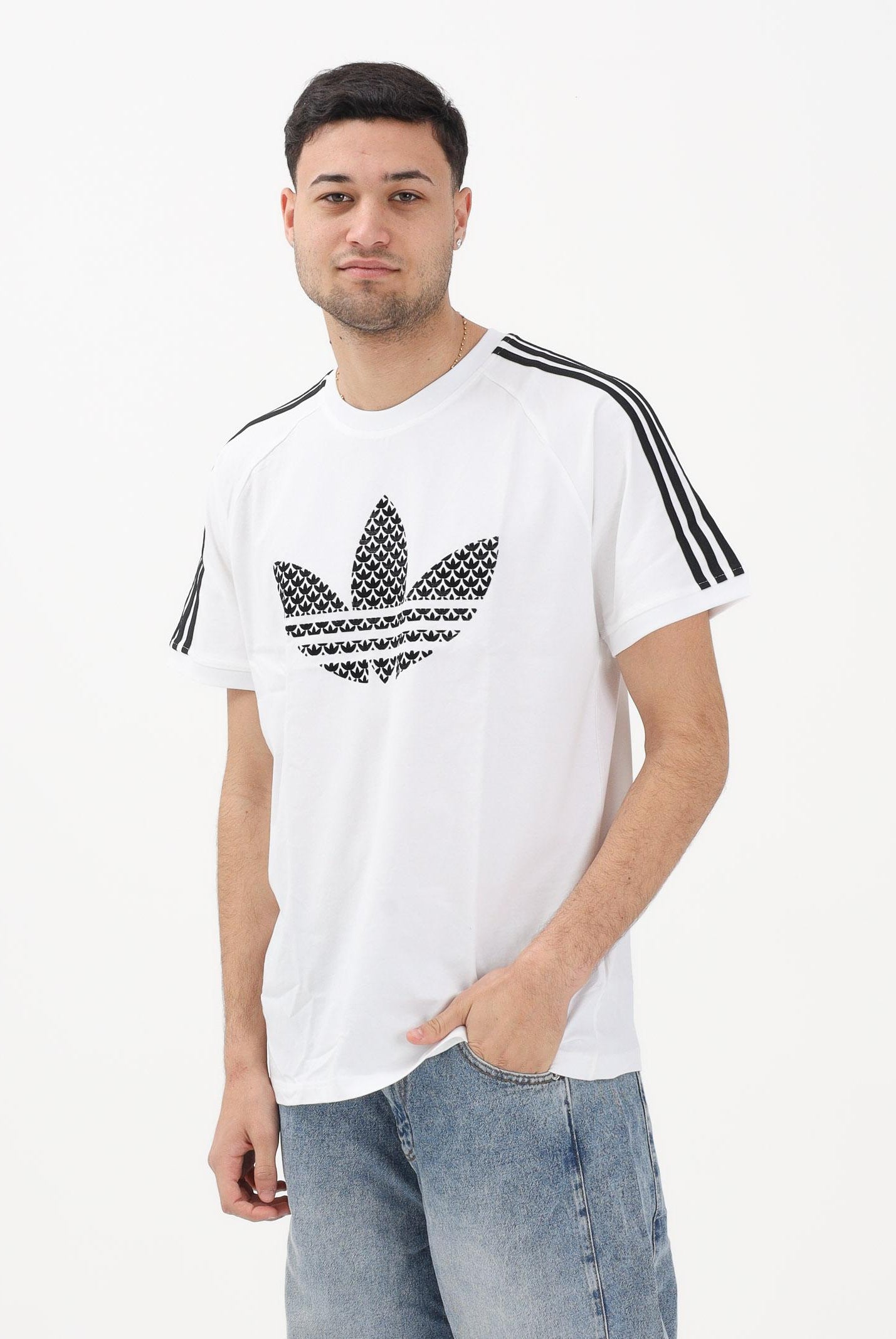ADIDAS ORIGINALS T-shirt a manica corta MONOGRAM INFILL 3S bianca da uomo KD1360 . ADIDAS ORIGINALS