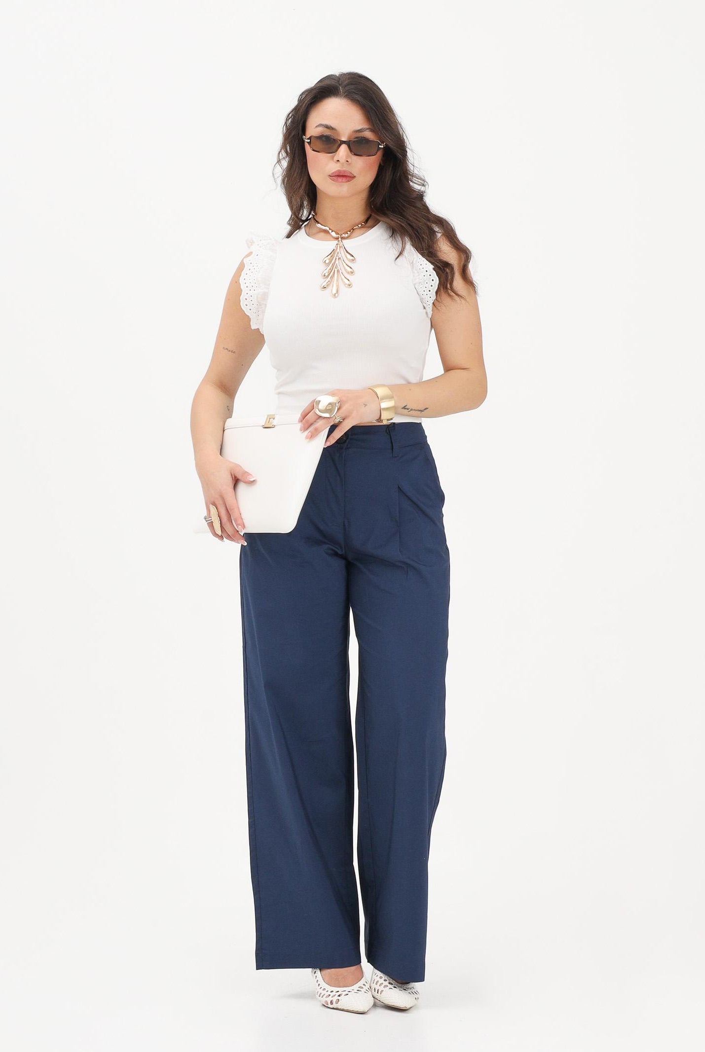 ONLY Canotta bianca da donna con dettagli in pizzo sangallo 15308890 CLDA ONLY