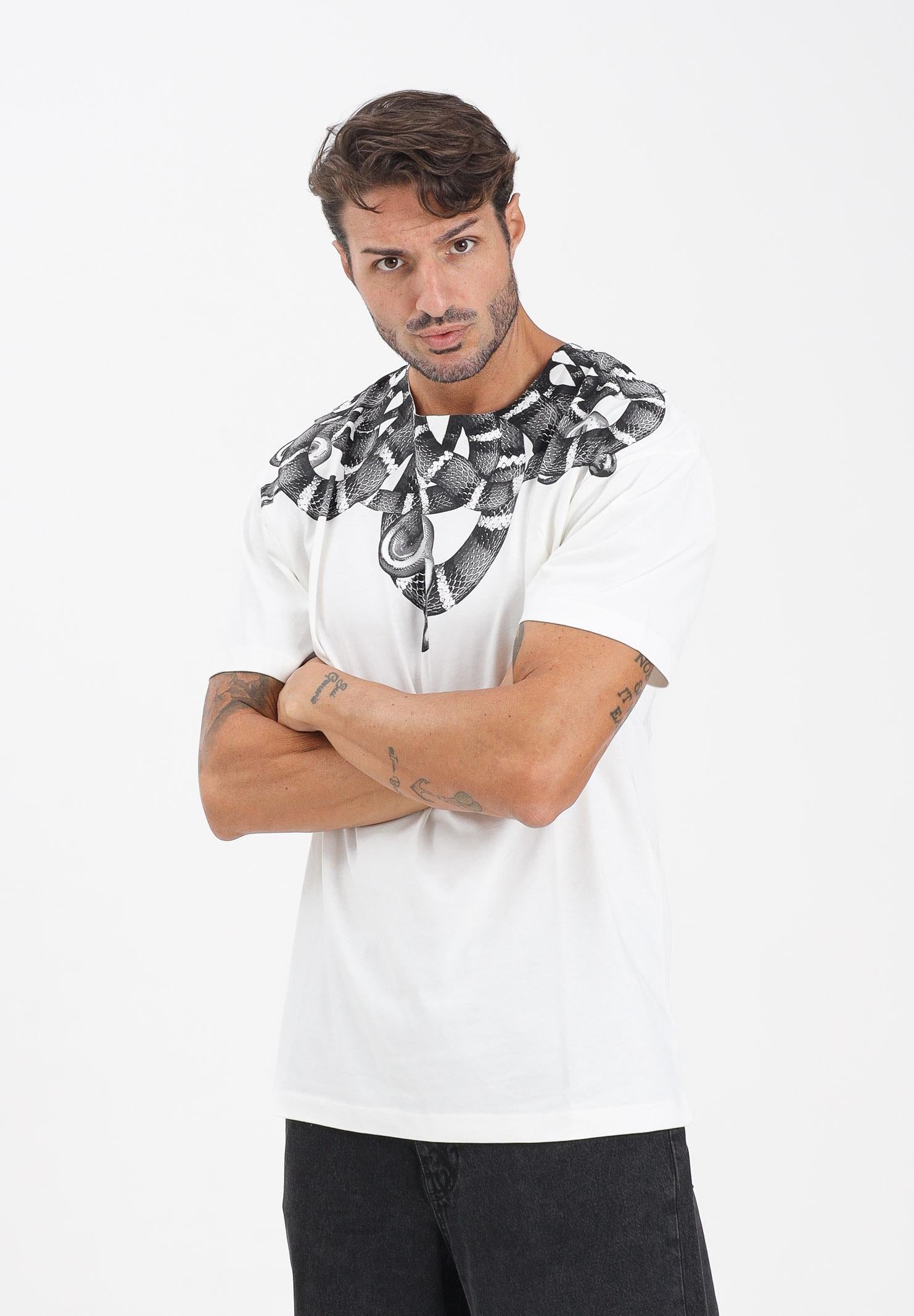 MARCELO BURLON COUNTY OF MILAN T-shirt a manica corta bianca da uomo con stampa serpente F5CAMATH041 013 MARCELO BURLON COUNTY OF MILAN
