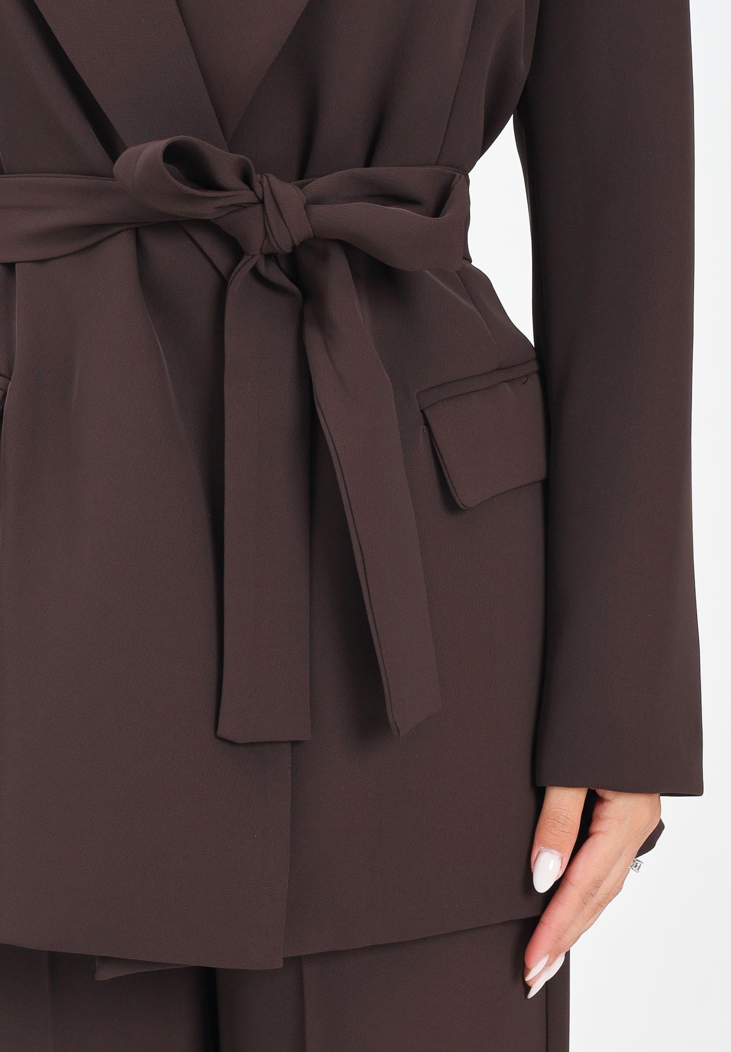 VICOLO Giacca marrone da donna con cintura TF0358 FU96 VICOLO