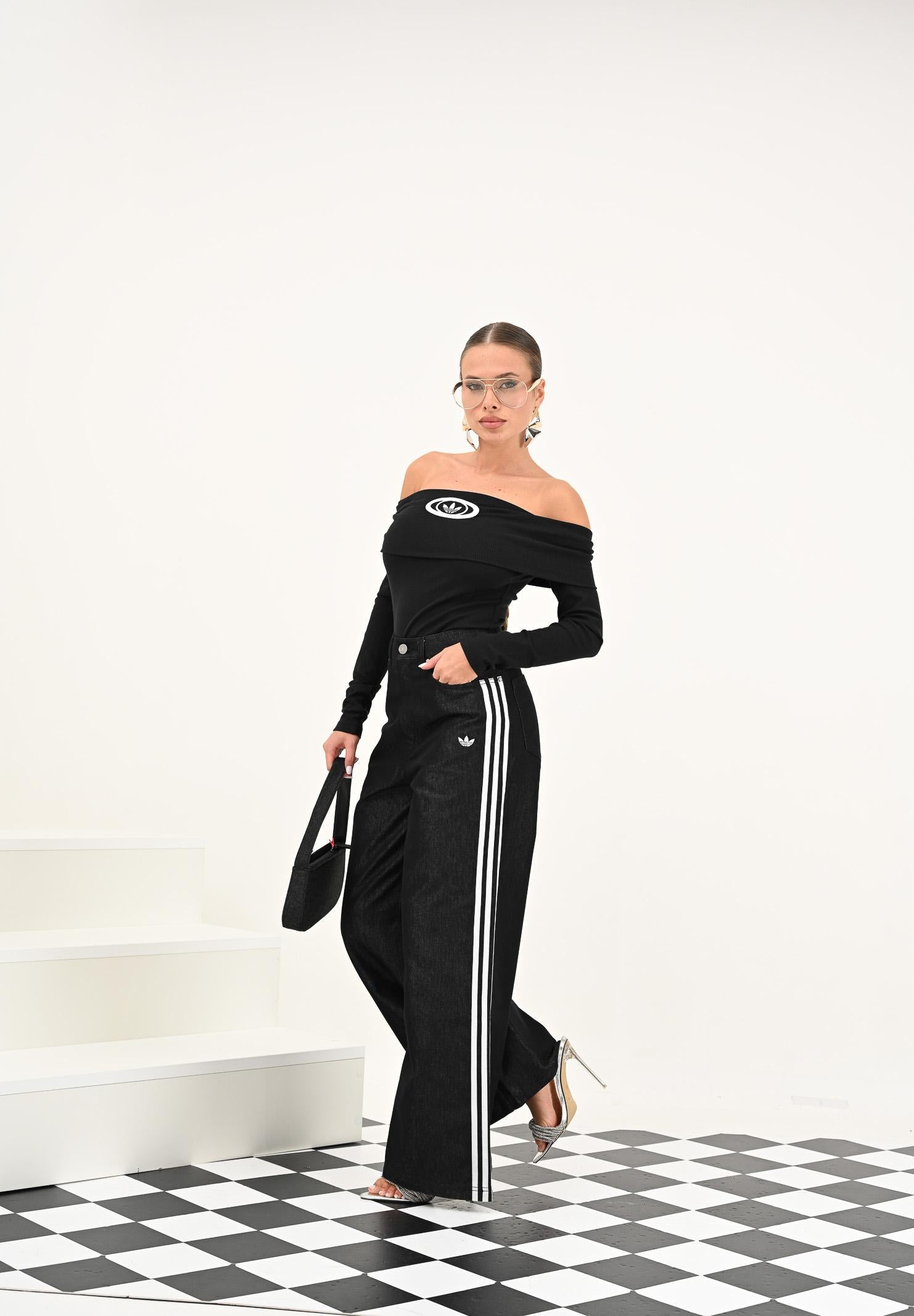 ADIDAS ORIGINALS Maglia Adidas Originals Off Shoulder nera da donna KA2690 ADIDAS ORIGINALS