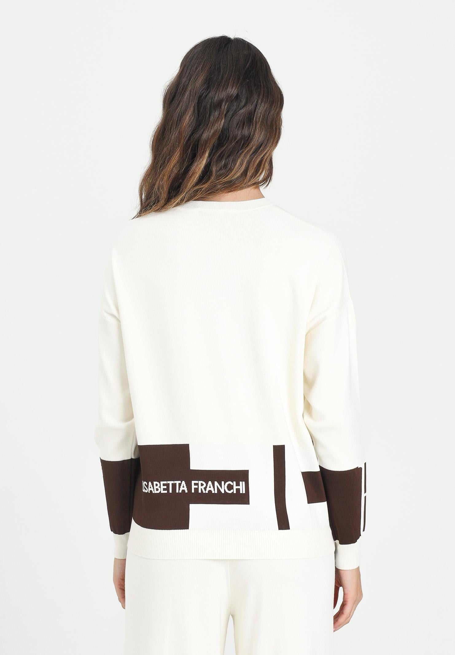 ELISABETTA FRANCHI Maglioncino panna da donna con bande lucide MK01S56E2 EG2 ELISABETTA FRANCHI