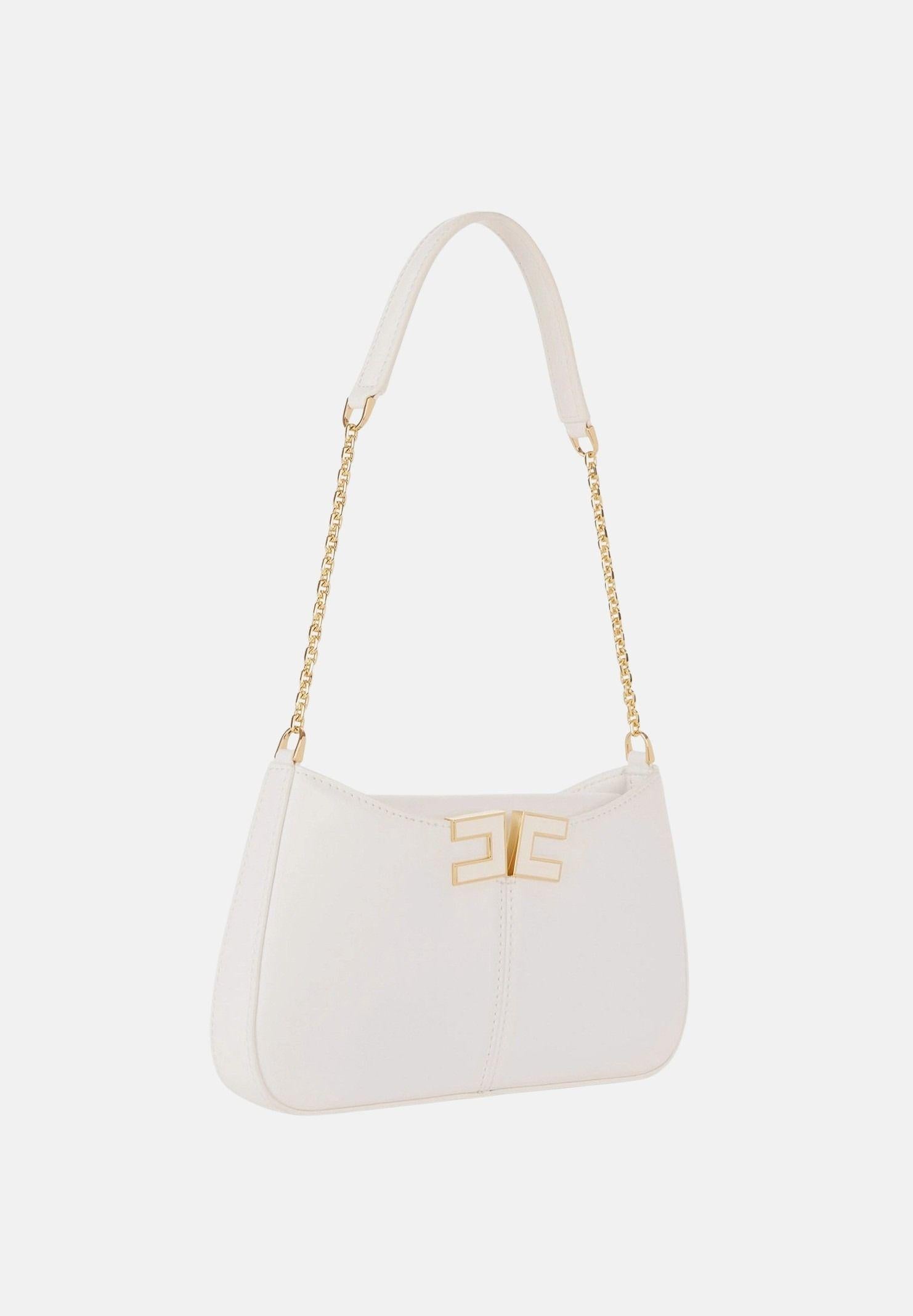 ELISABETTA FRANCHI Borsa a spalla avorio da donna con dettaglio logo BS93A61E2 360 ELISABETTA FRANCHI