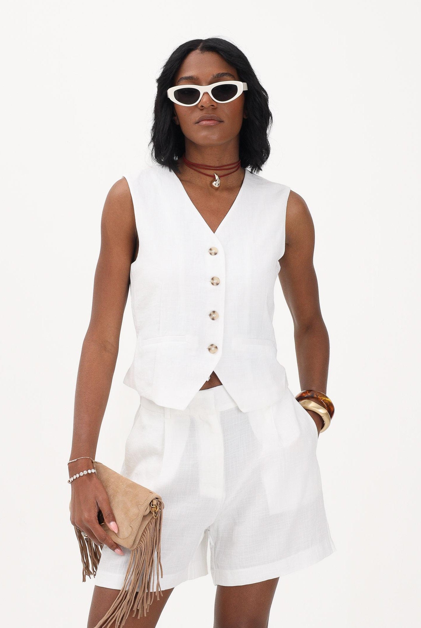 ONLY Gilet bianco da donna 15370277 BRWI ONLY