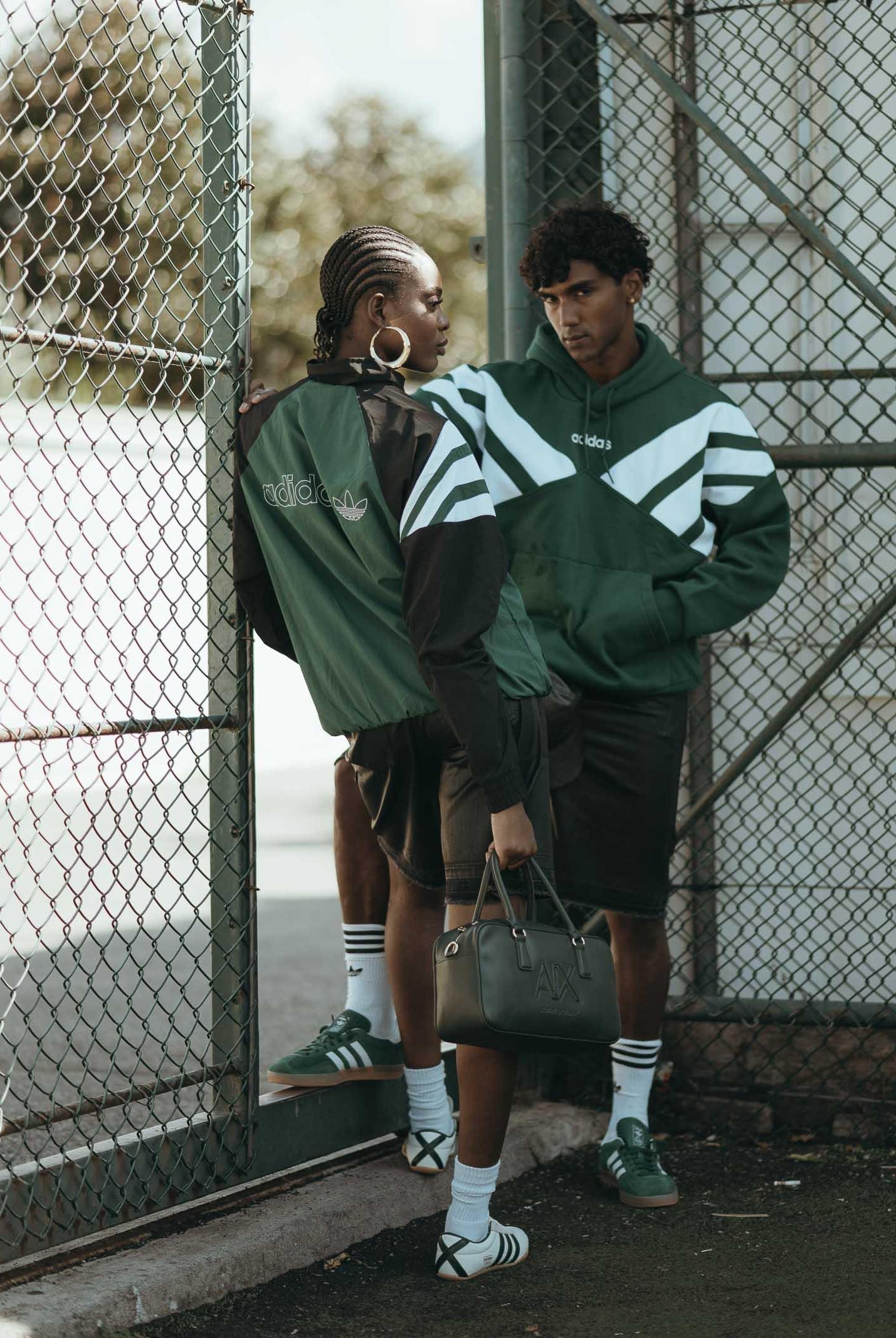 ADIDAS ORIGINALS Giacca a vento nera e verde da uomo JX3053 . ADIDAS ORIGINALS