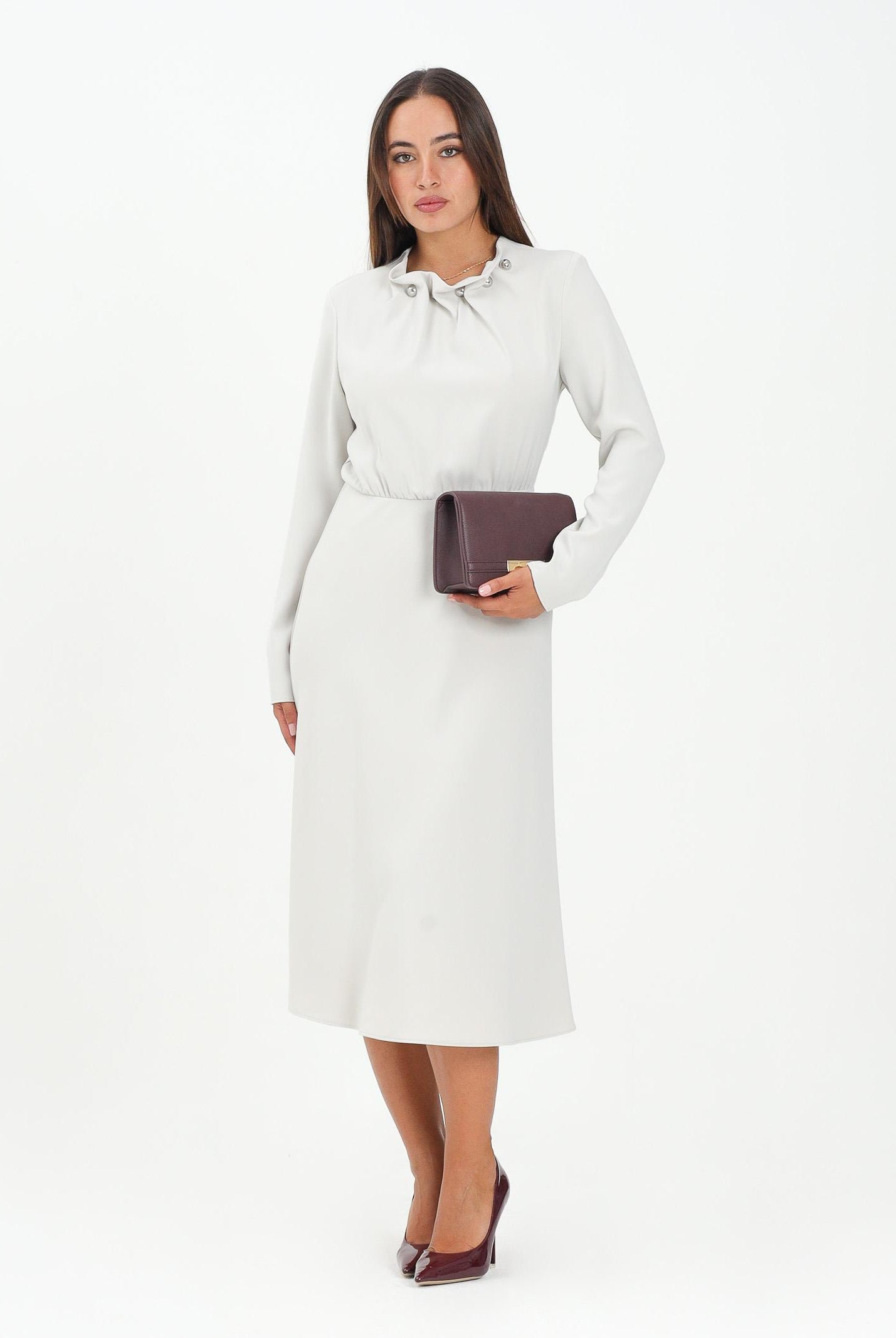 ARMANI EXCHANGE Abito midi beige da donna con borchie al collo XW000735AF16125 U1094 ARMANI EXCHANGE