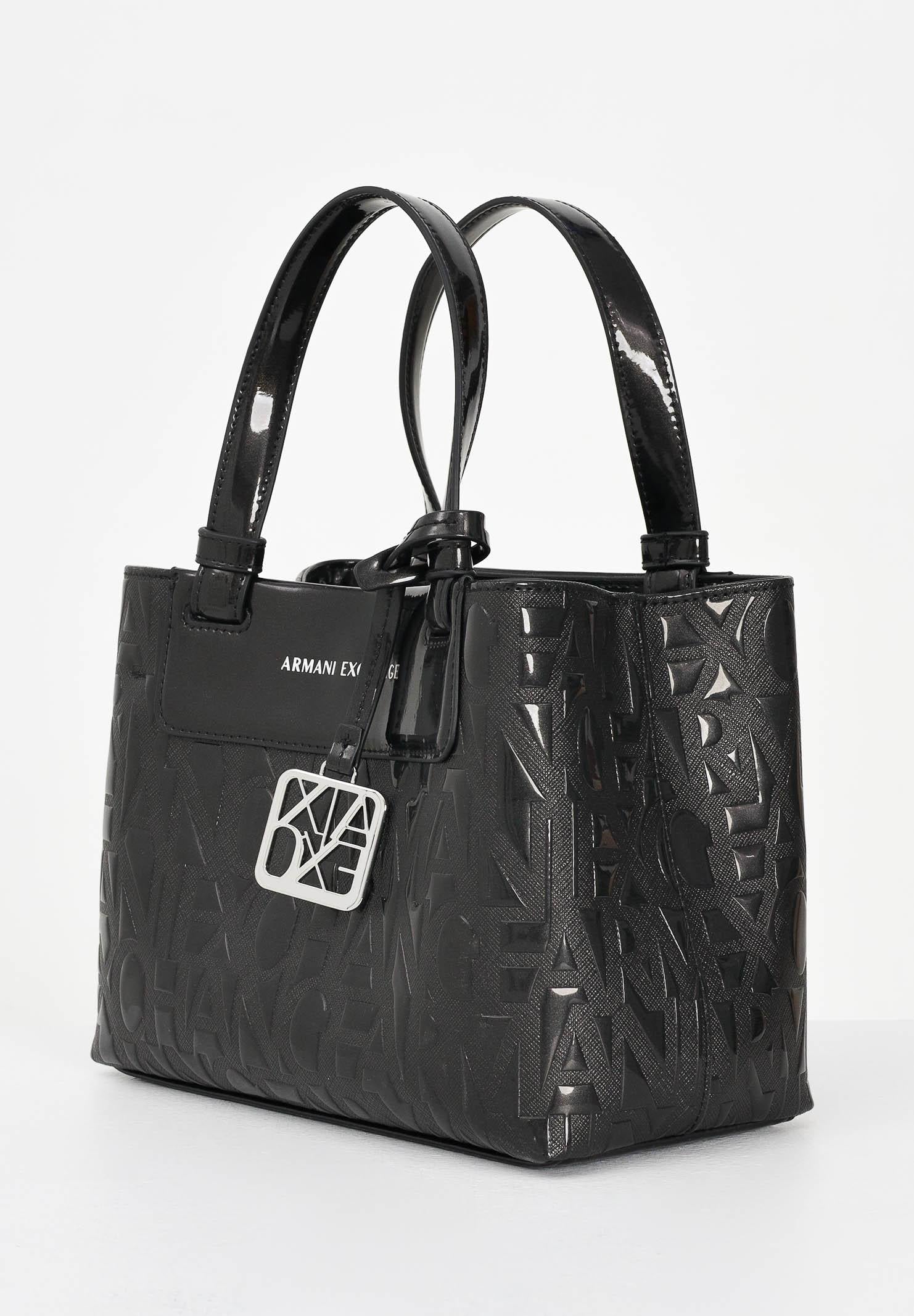 ARMANI EXCHANGE Borsa a mano nera da donna con effetto logato all-over XW001576AF17290 UC001 ARMANI EXCHANGE